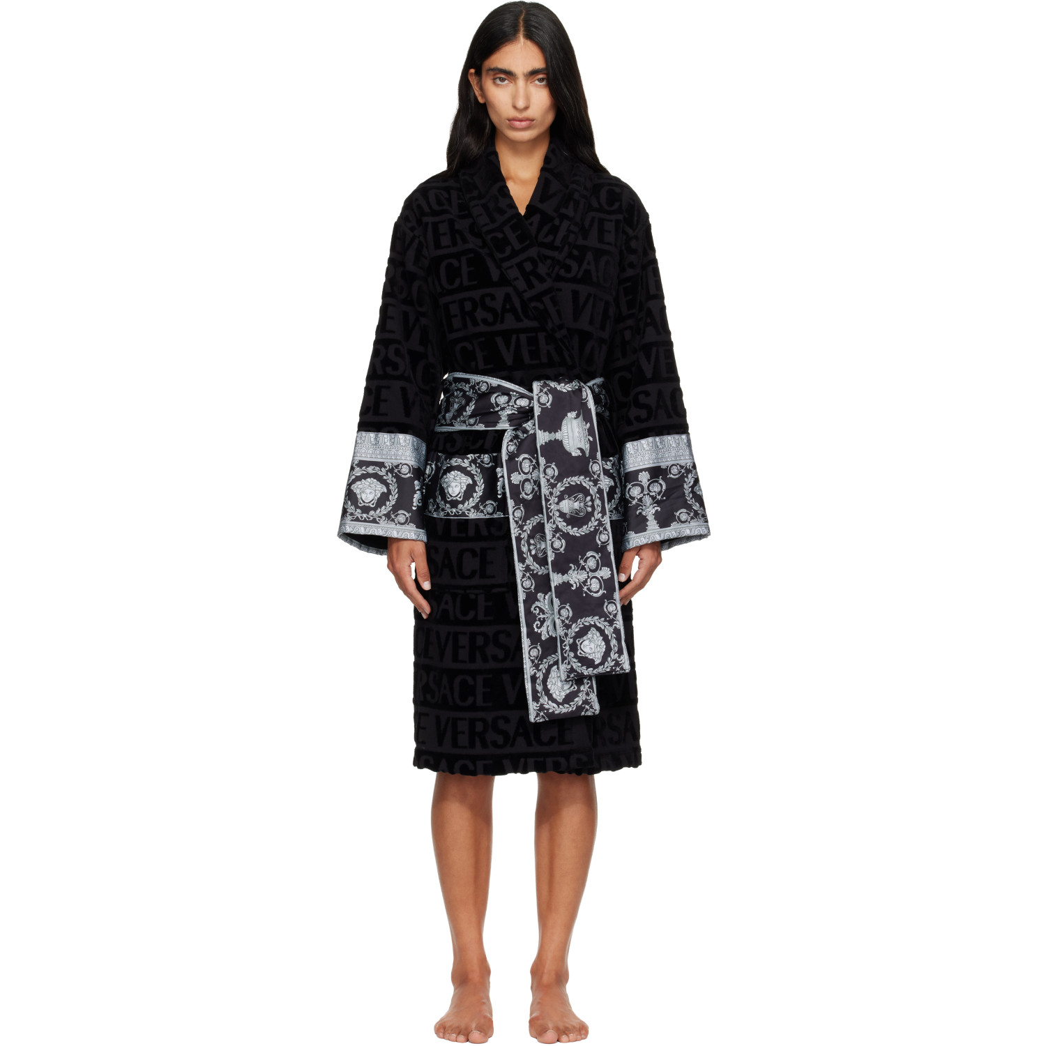 Versace Black 'I Heart Baroque' Bathrobe