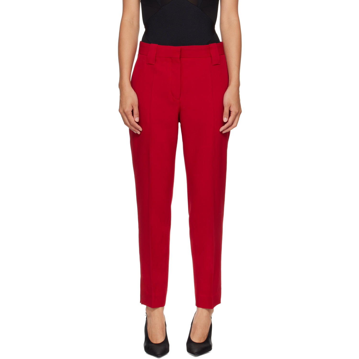 Versace Red Grain de Poudre Wool Trousers
