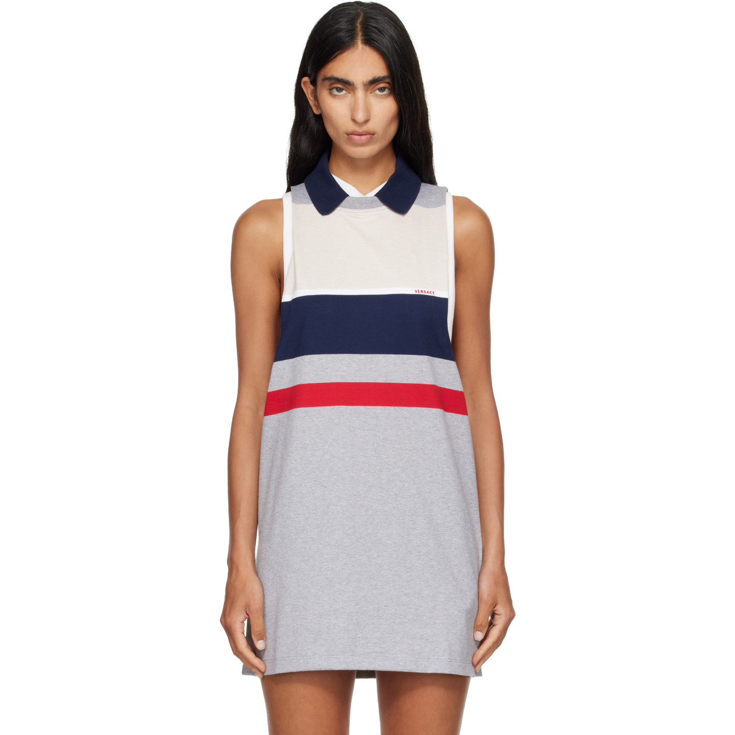 Versace Multicolor Striped Cotton-Jersey Minidress