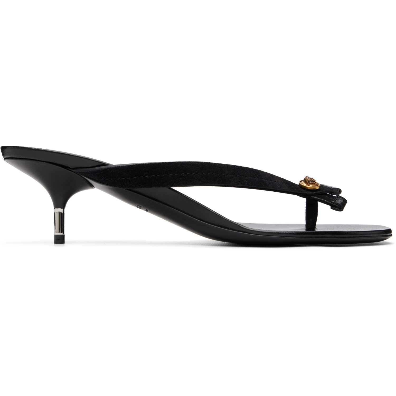 Versace Black Leather Heeled Sandals