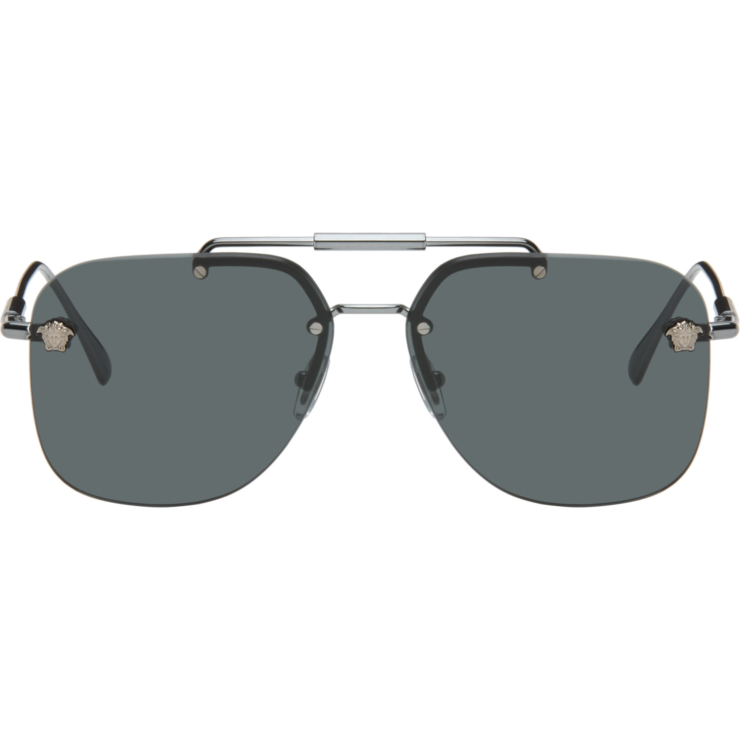 Versace Gunmetal Medusa Pilot Sunglasses