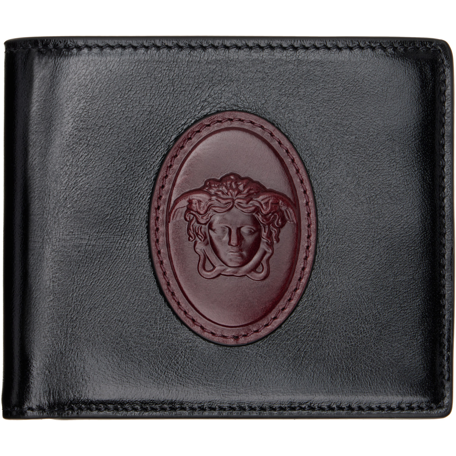 Versace Black & Brown Roomy Leather Bifold Wallet