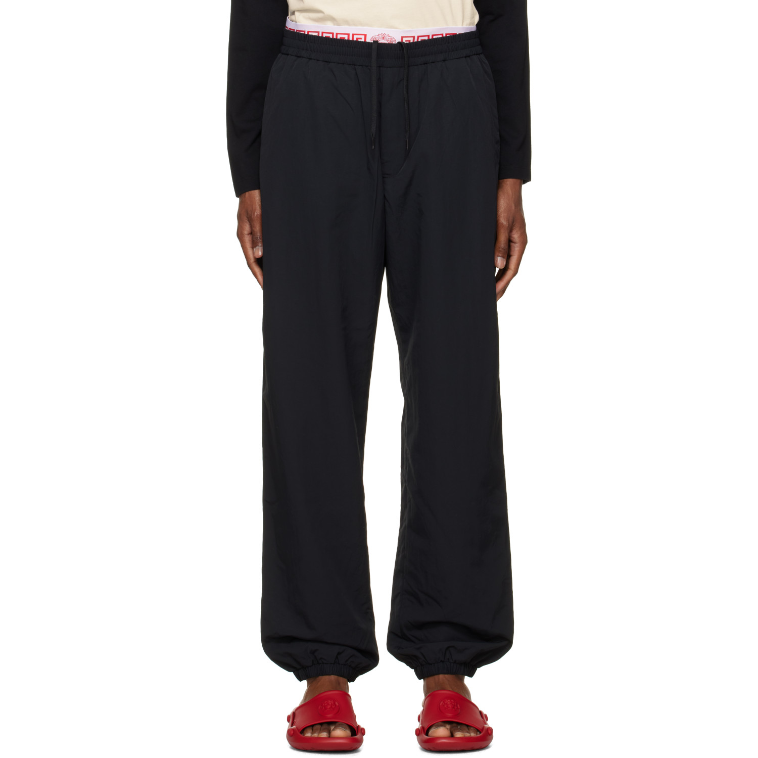 Versace Black Nylon Jogger Track Pants