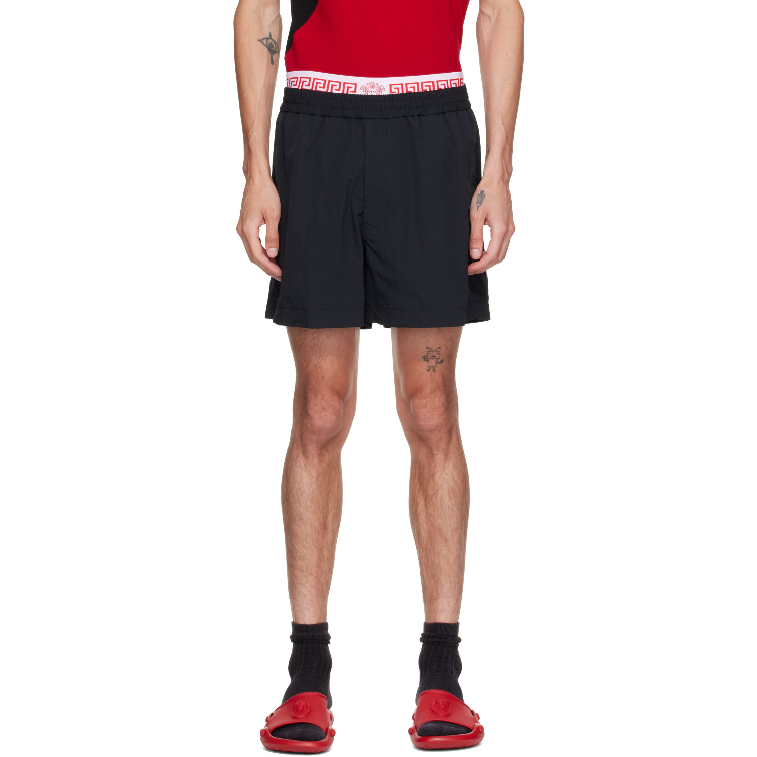 Versace Black Soft Wrinkled Shorts