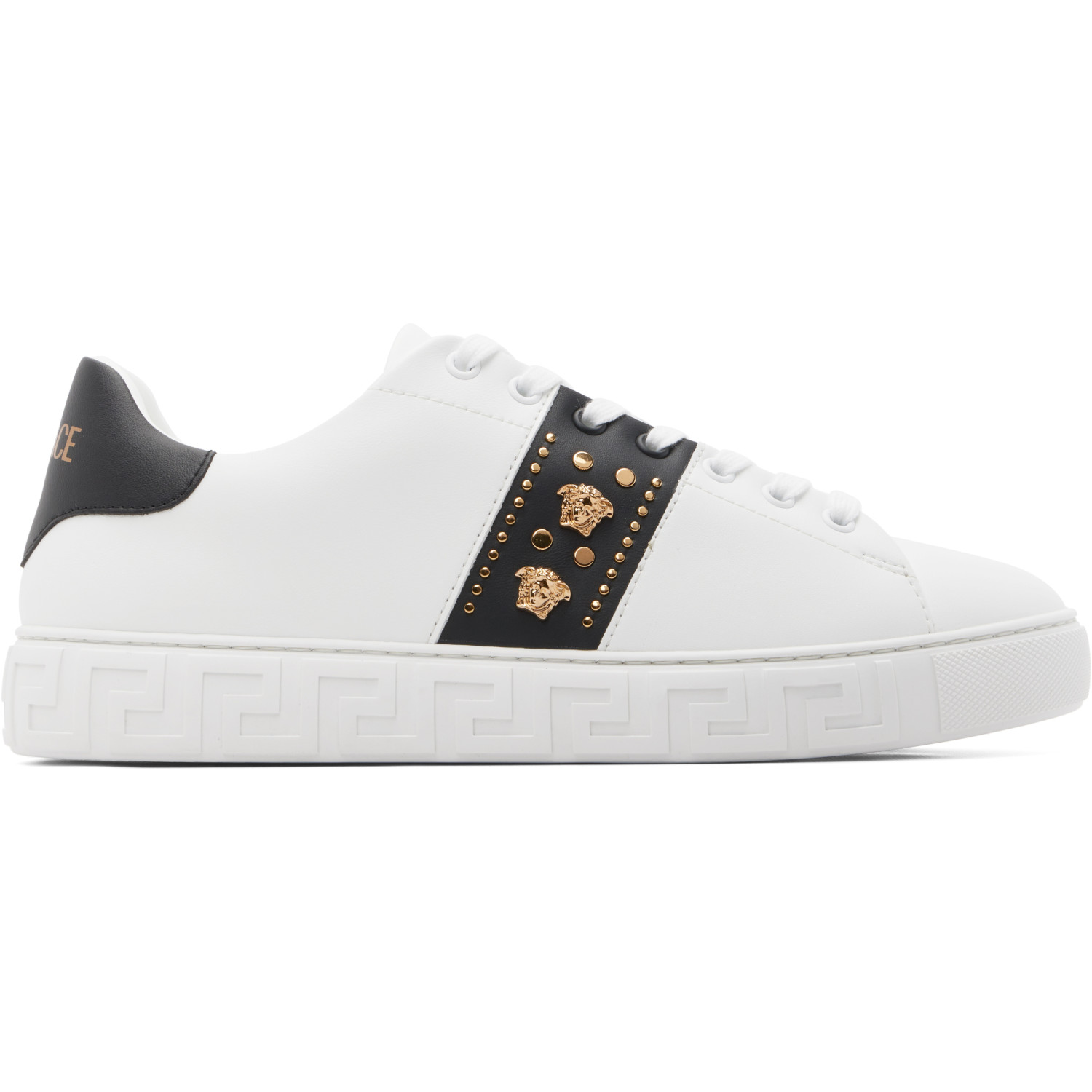Versace White Greca Embellished Nylon Sneakers