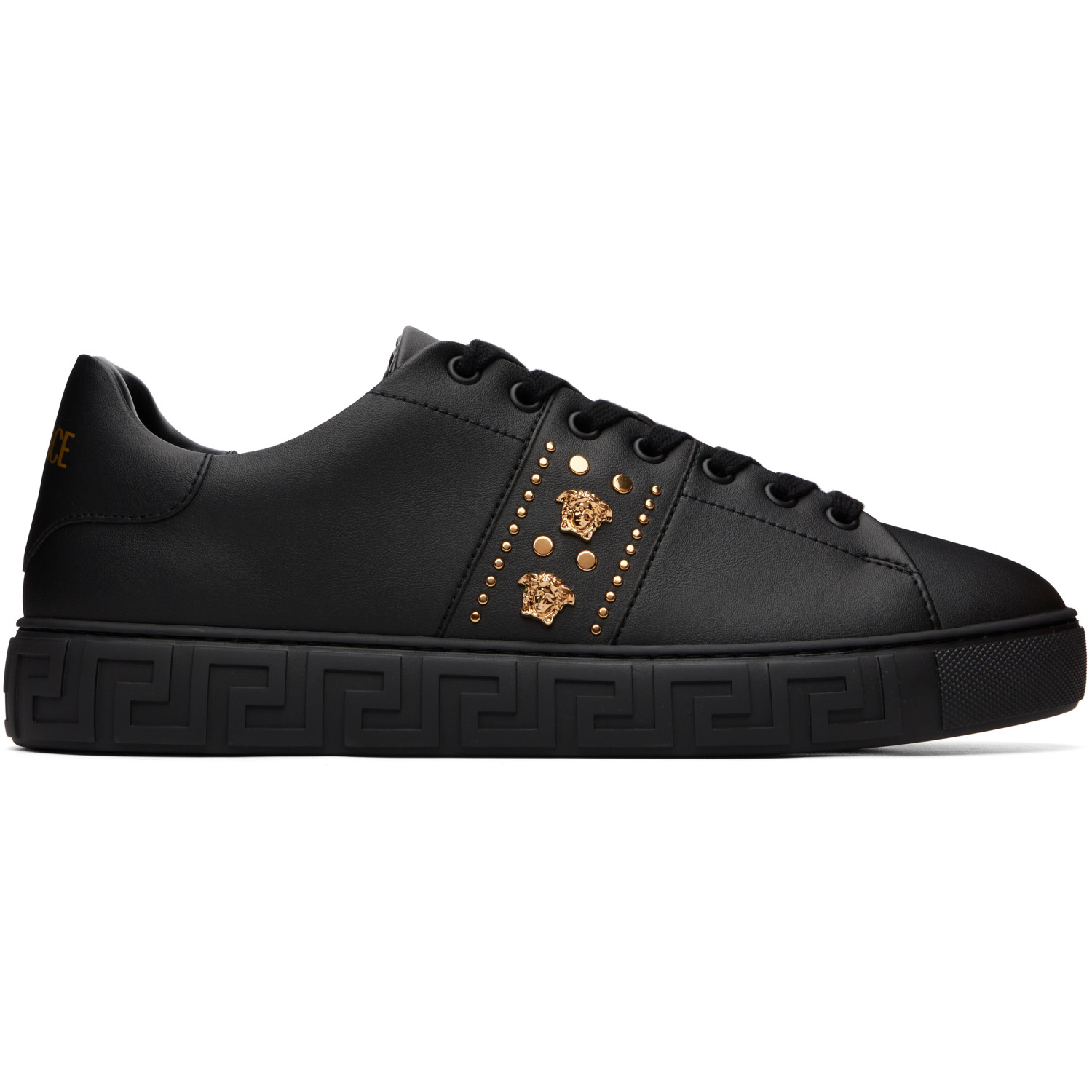 Versace Black Greca Embellished Nylon Sneakers