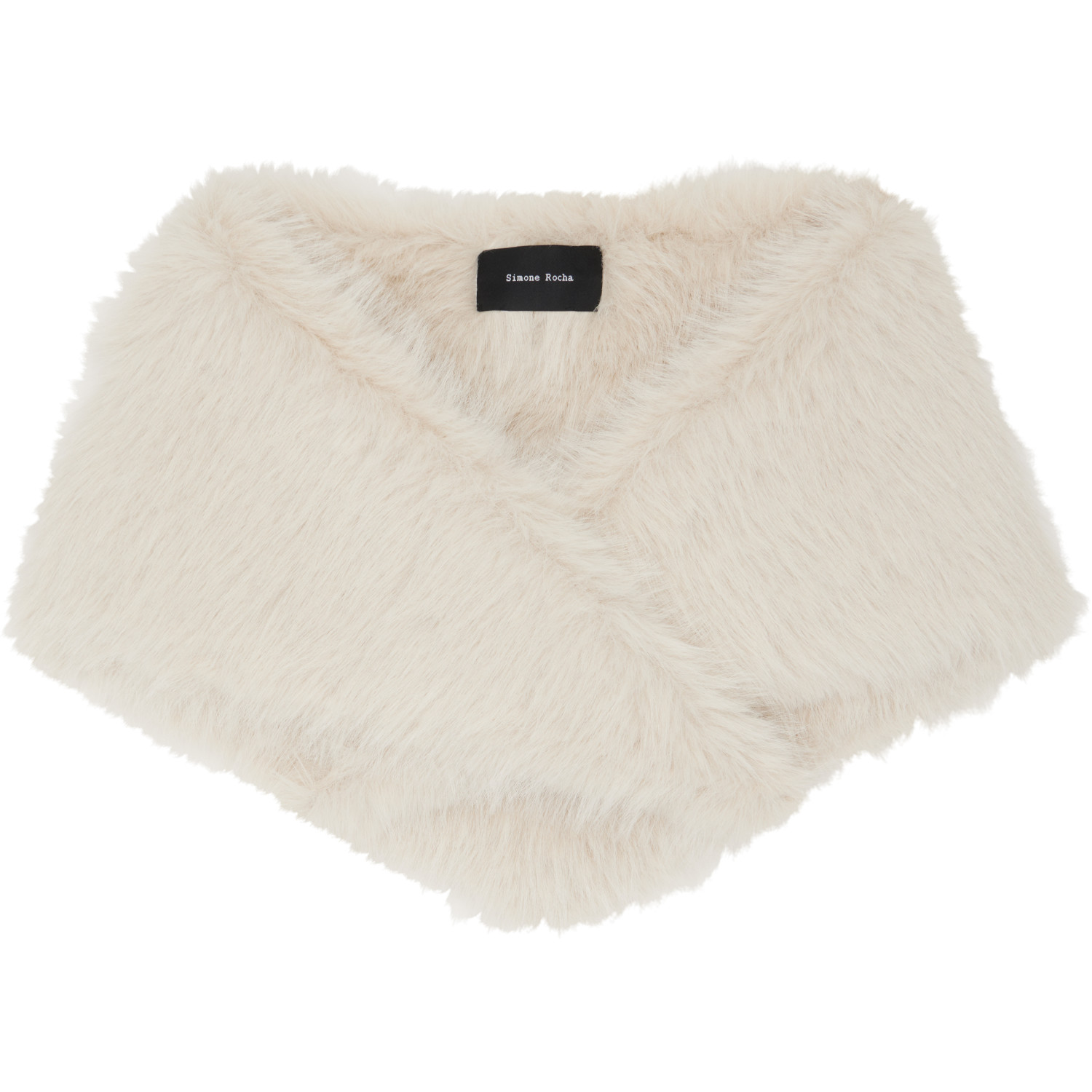 Simone Rocha Off-White Embellished Faux Fur Neckerchief Scarf