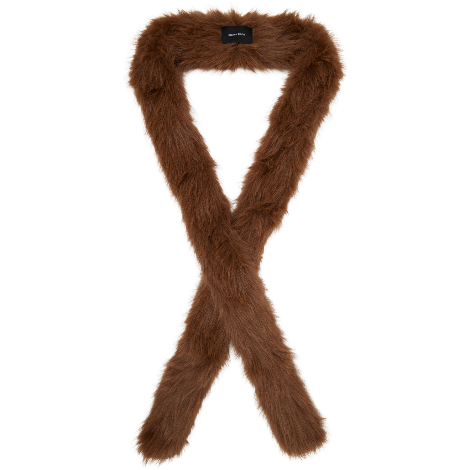 Simone Rocha Brown Skinny Faux Fur Scarf