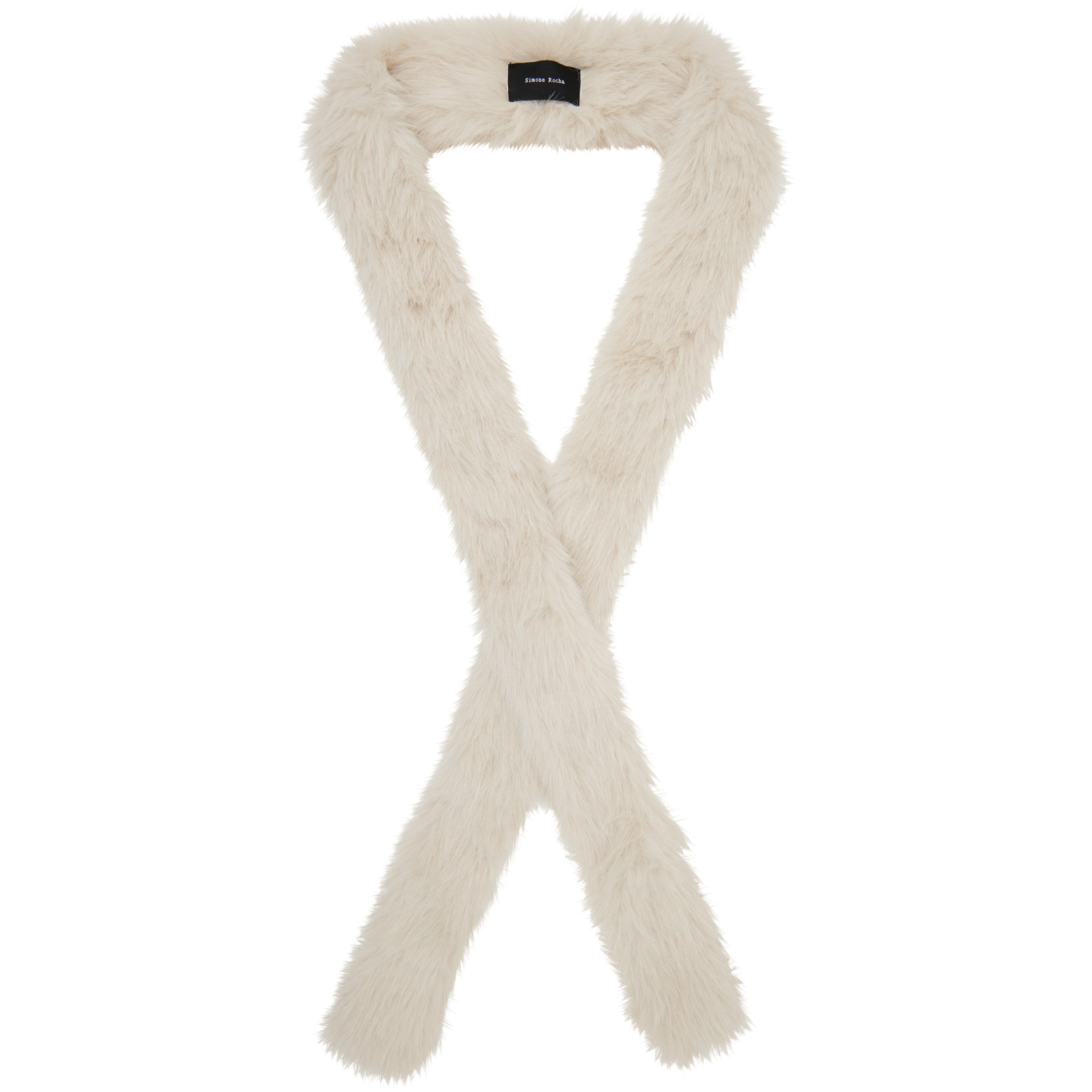 Simone Rocha Off-White Skinny Faux Fur Scarf