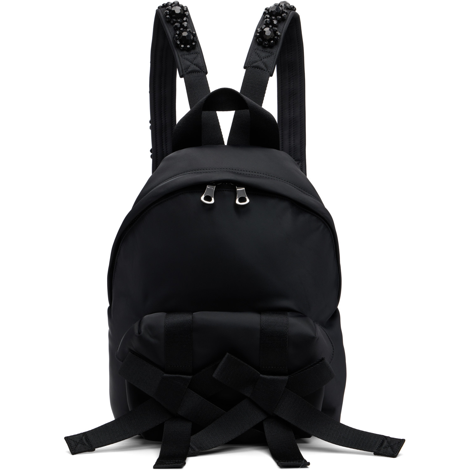 Simone Rocha Black Beaded Utility Bow Backpack