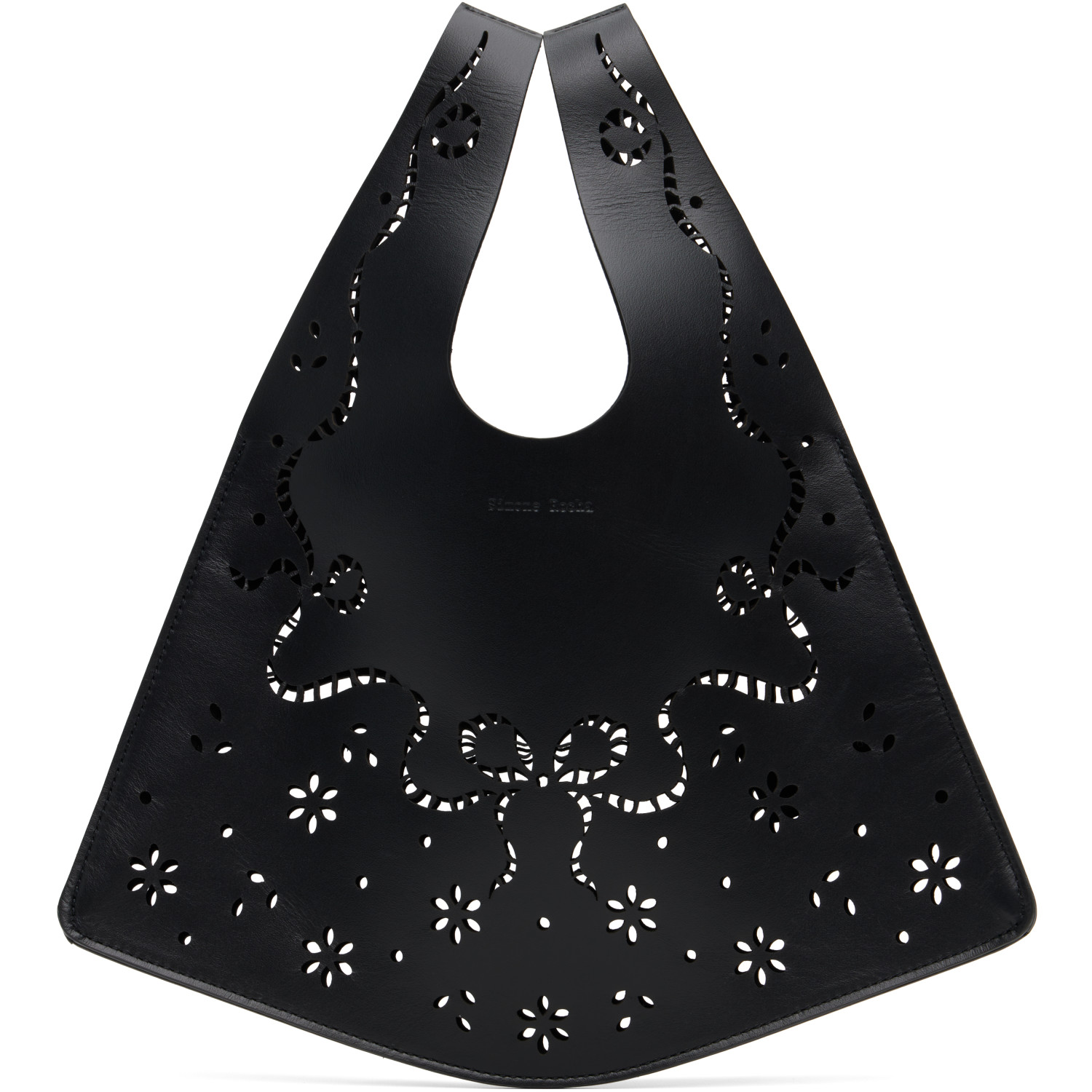 Simone Rocha Black Mini Lasercut Lace Shopper Tote