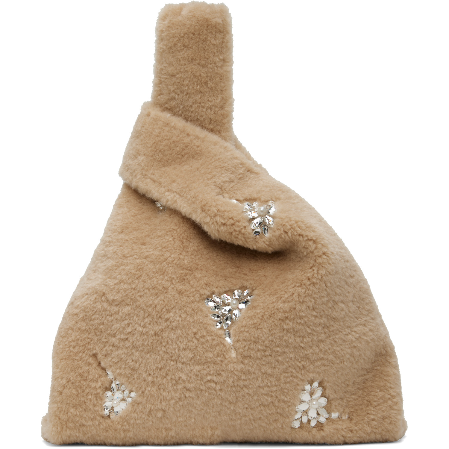 Simone Rocha Beige Embellished Faux Fur Shopper Tote