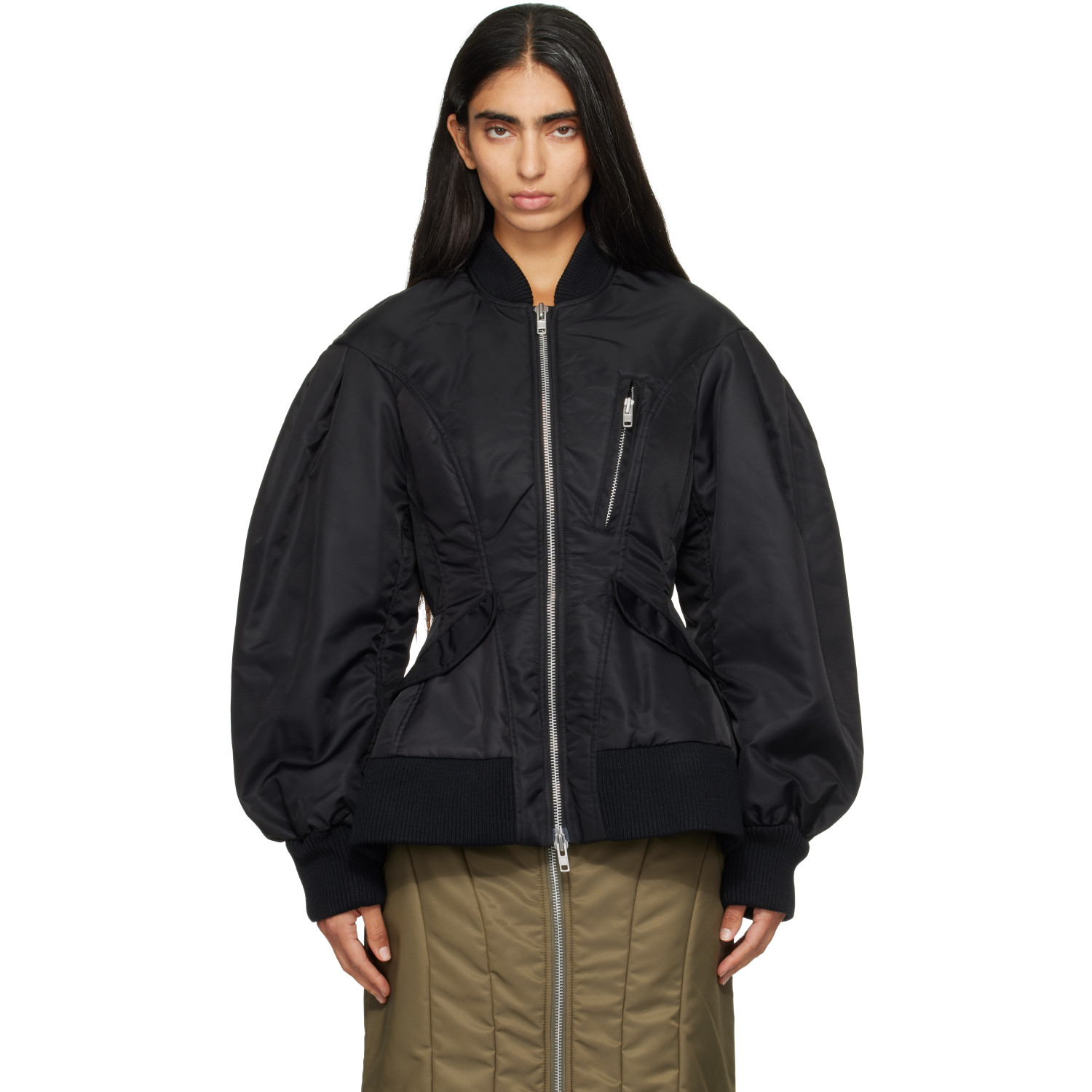 Simone Rocha Black Padded Sculpted Bomber Jacket