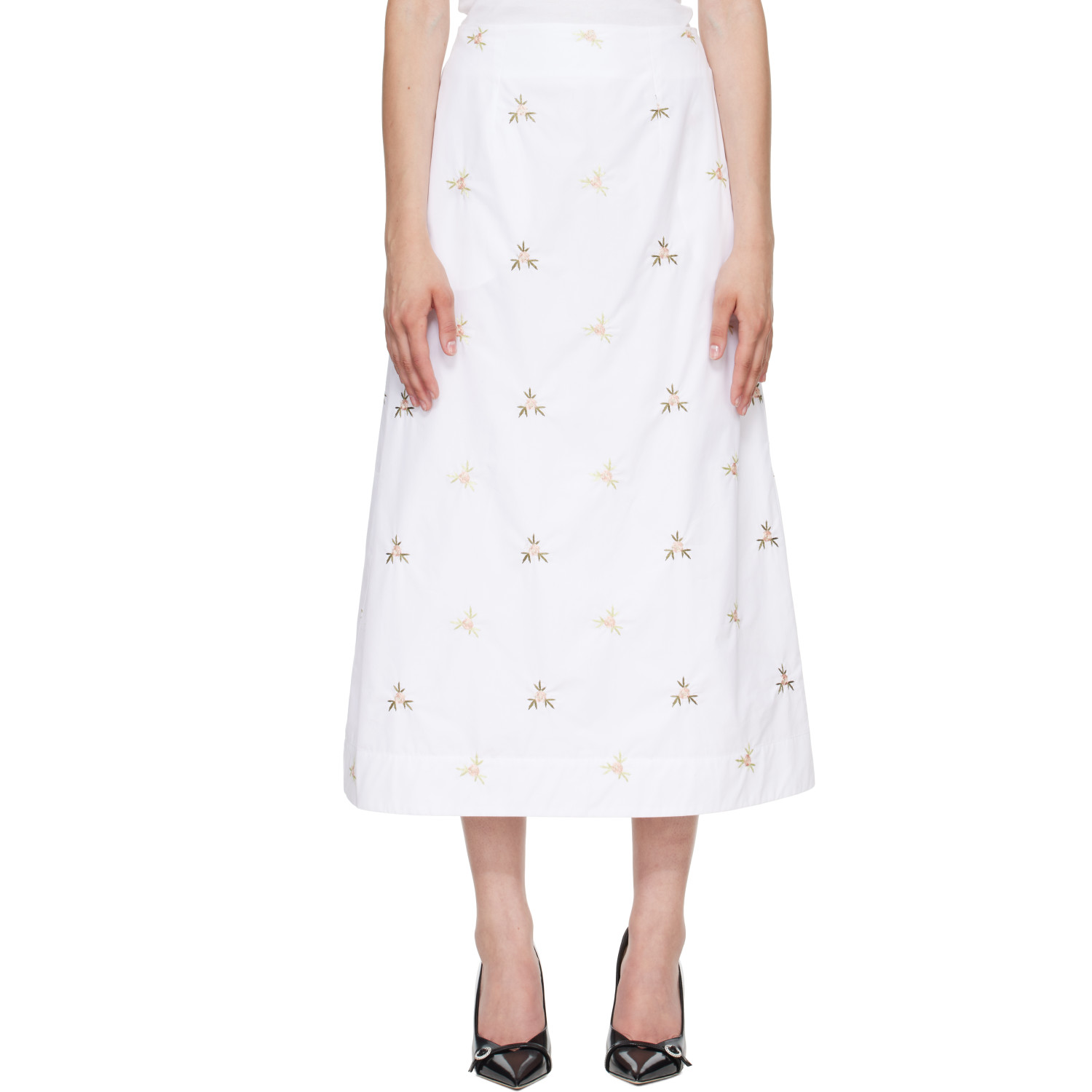 Simone Rocha White Ripple Midi Skirt