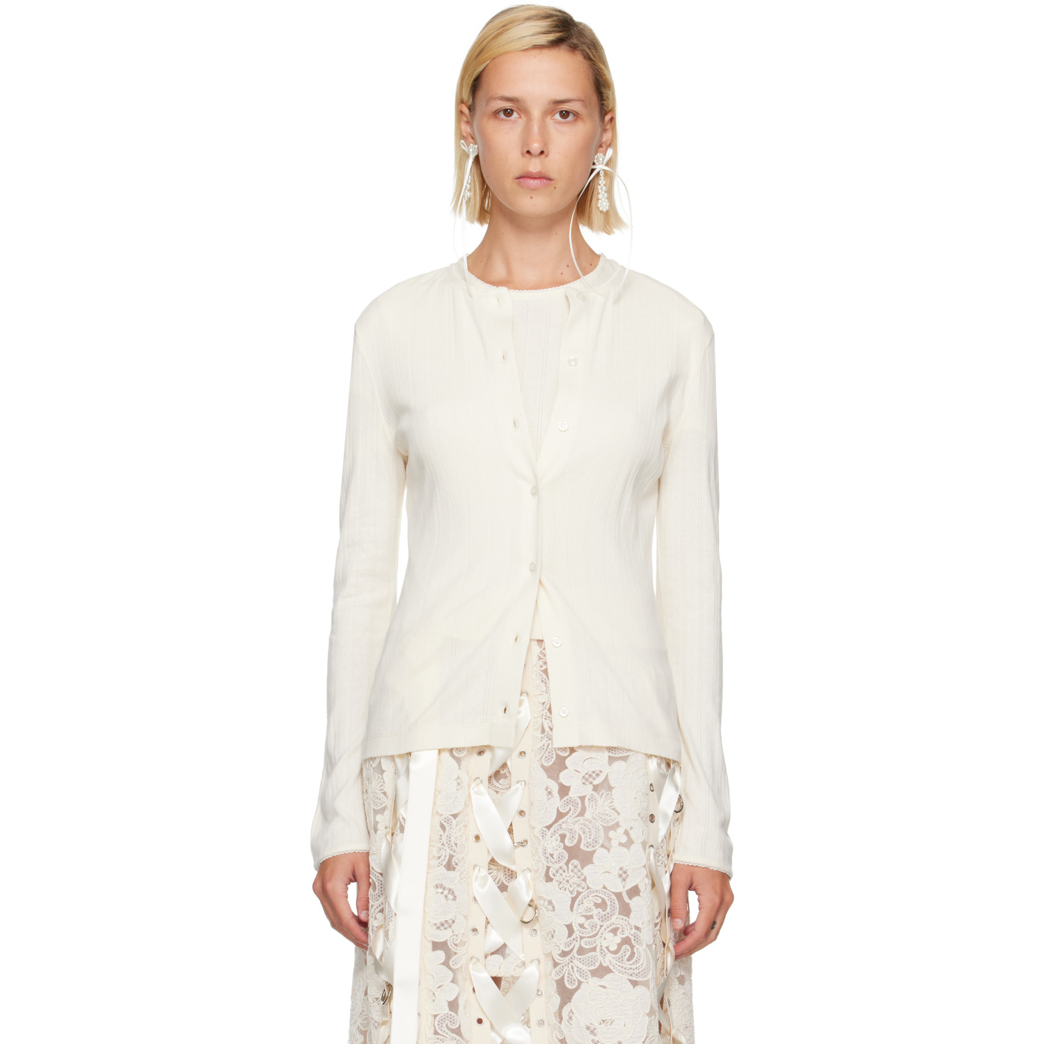 Simone Rocha Off-White Pointelle Cardigan