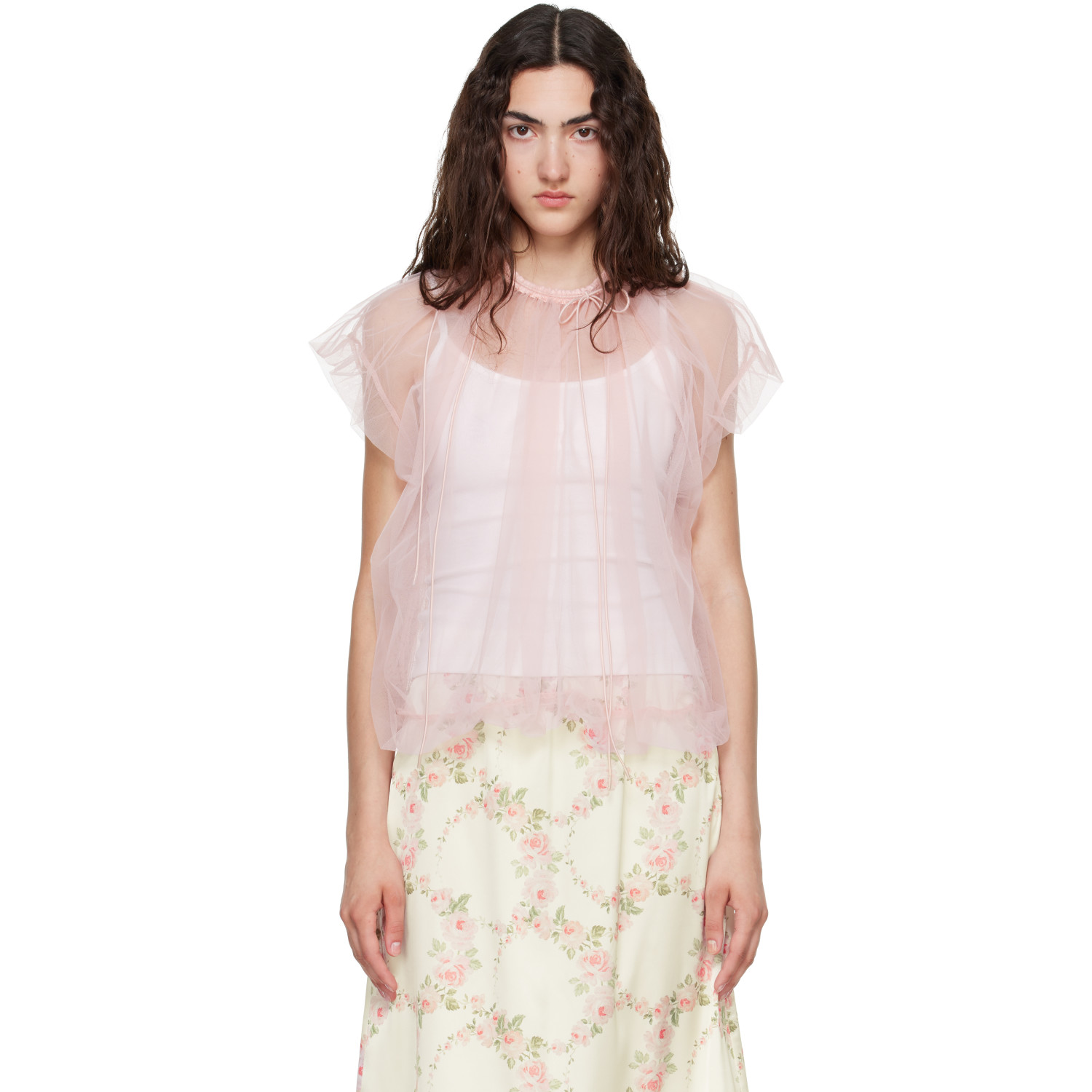 Simone Rocha Pink Gathered Cord Blouse