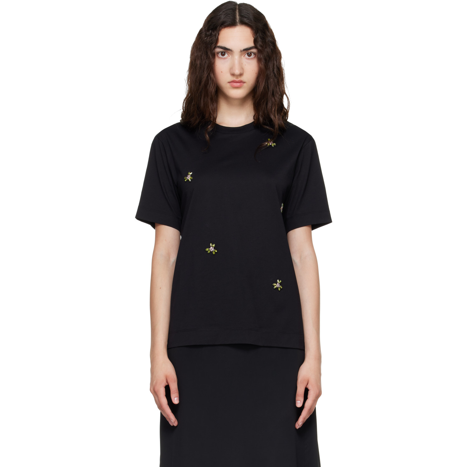 Simone Rocha Black Embellished Boy T-shirt