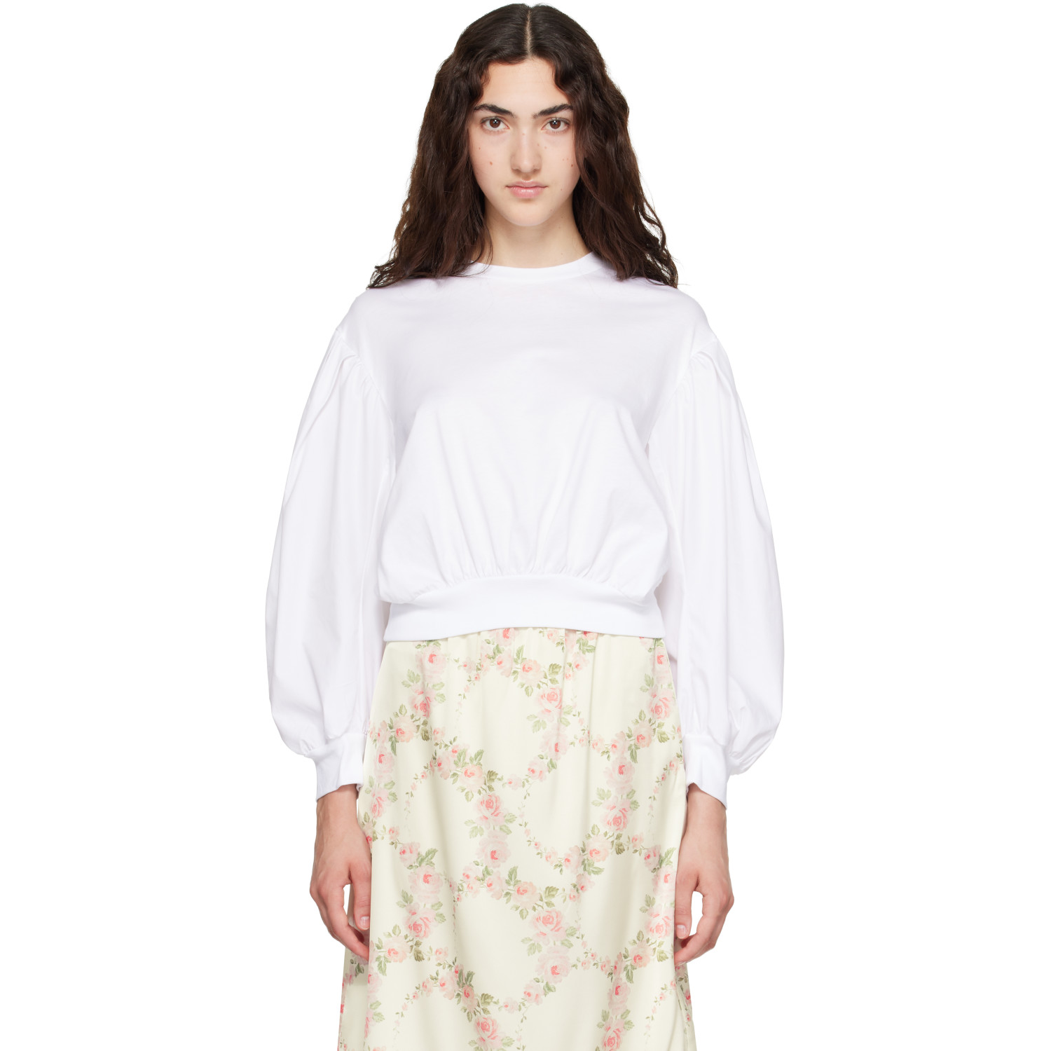 Simone Rocha White Puff Sleeve Balloon Top