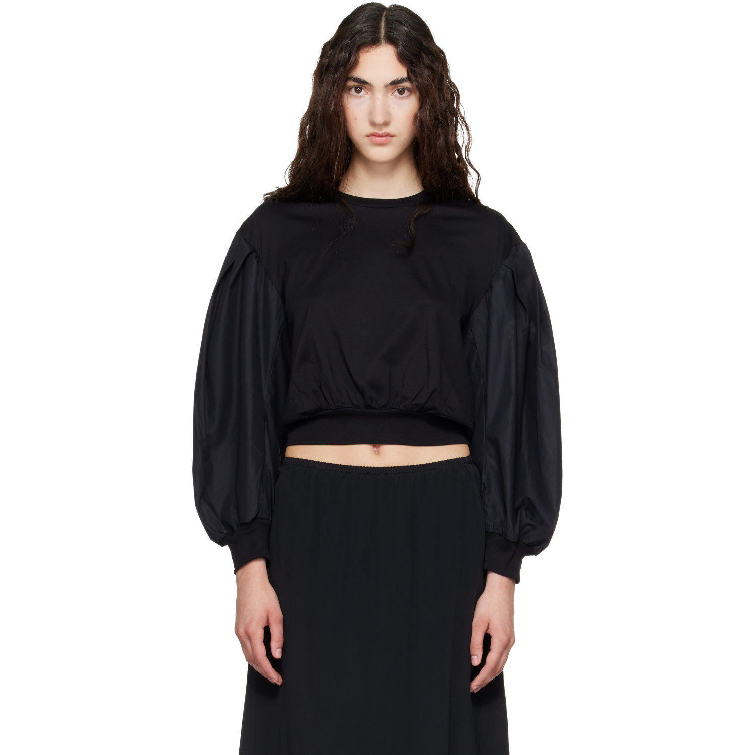 Simone Rocha Black Puff Sleeve Balloon Long Sleeve T-shirt