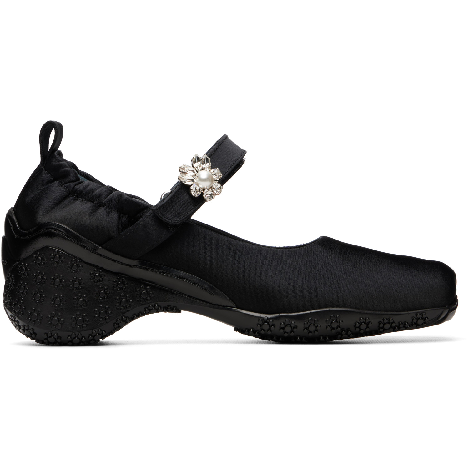 Simone Rocha Black Satin Turbo Ballet Runner Loafers