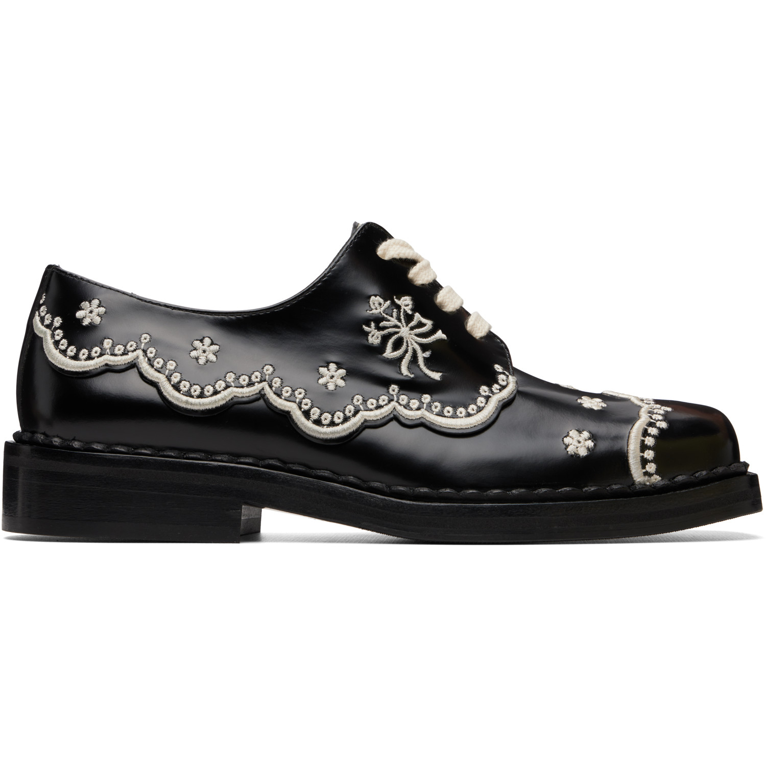 Simone Rocha Black Floral Lace Brogue Derbys
