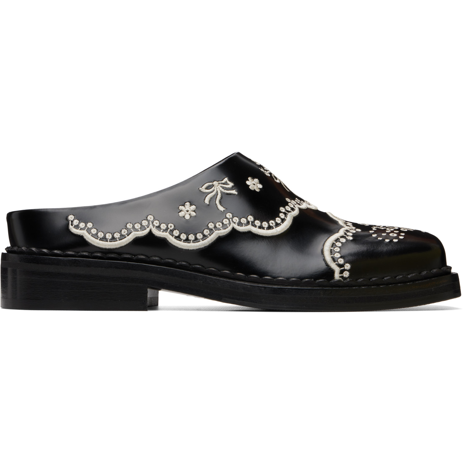 Simone Rocha Black Floral Lace Mule Loafers