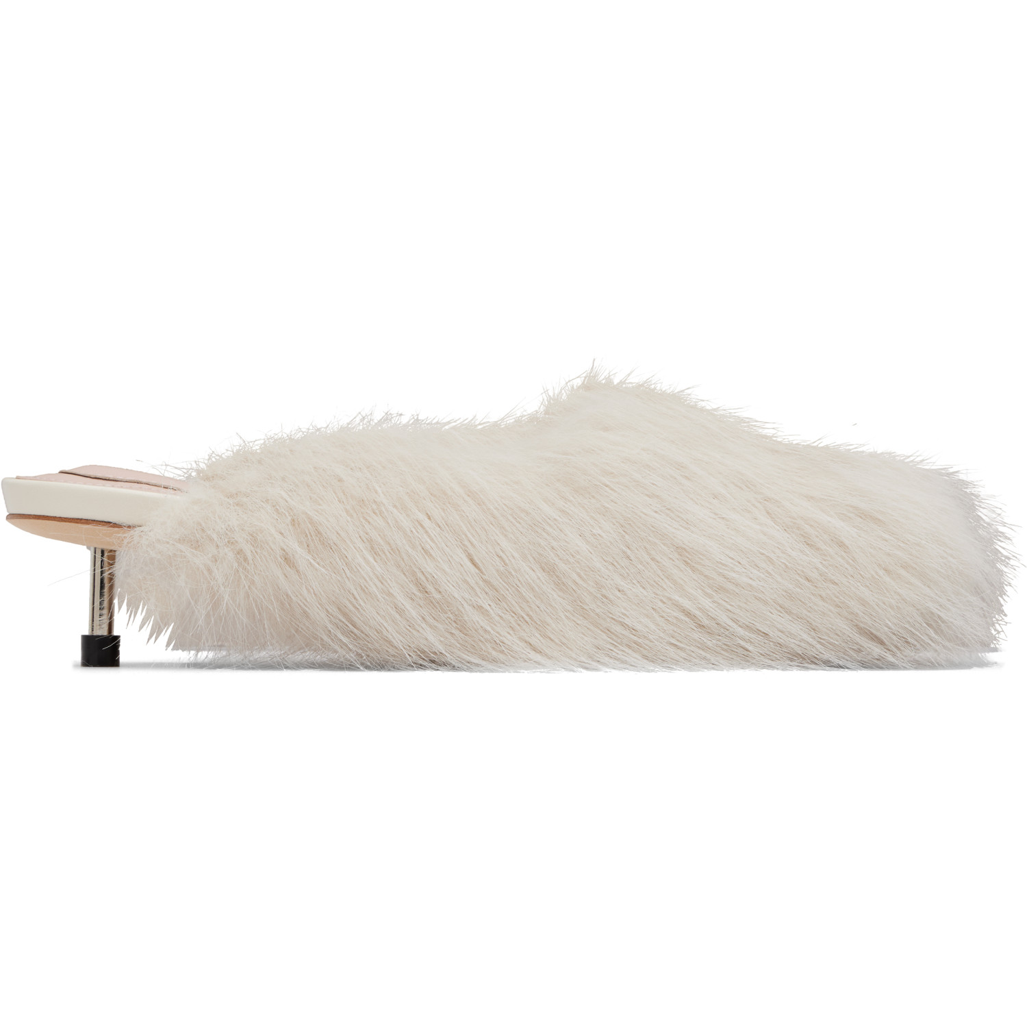 Simone Rocha Off-White Faux Fur Mule Heels