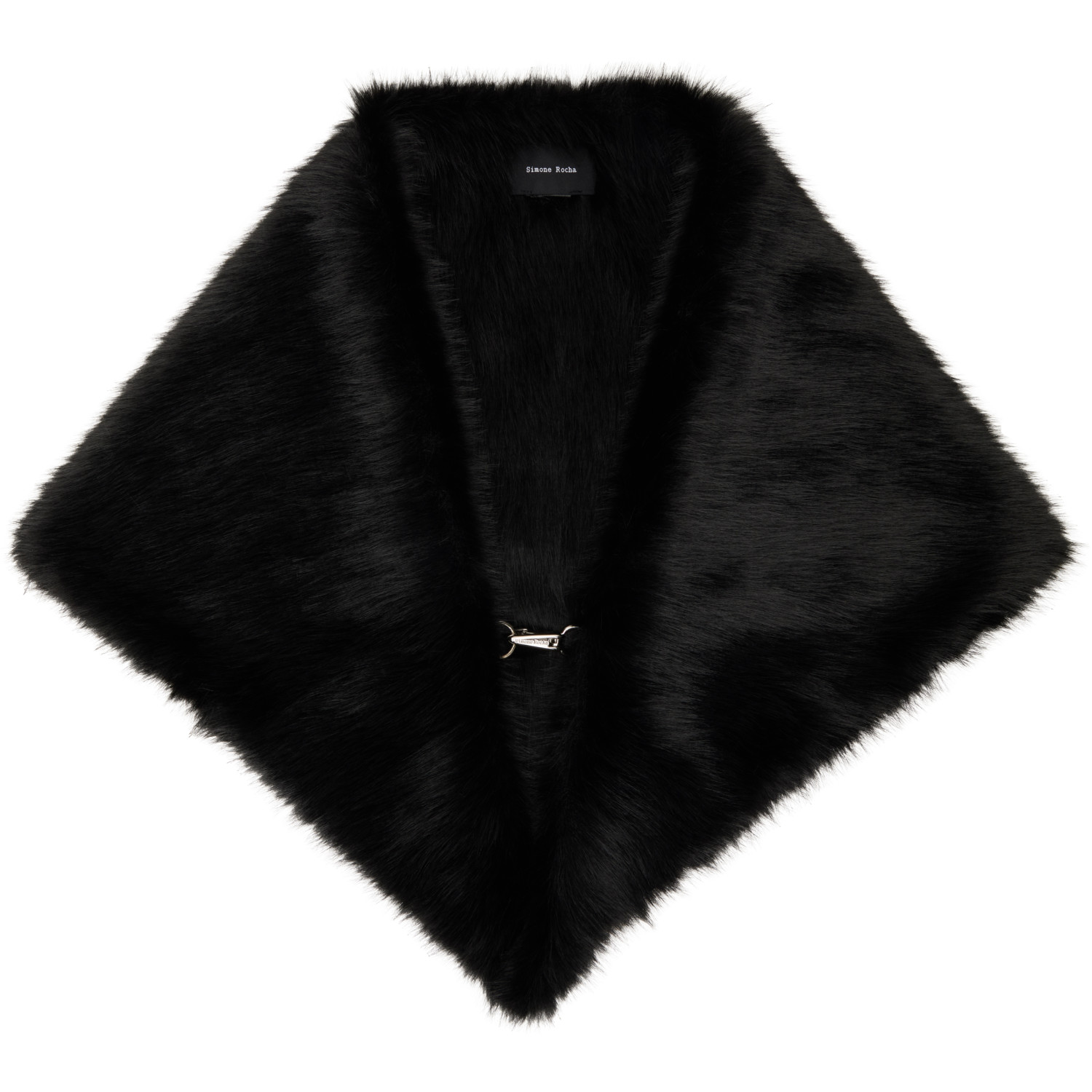 Simone Rocha Black Faux-Fur Clip Scarf