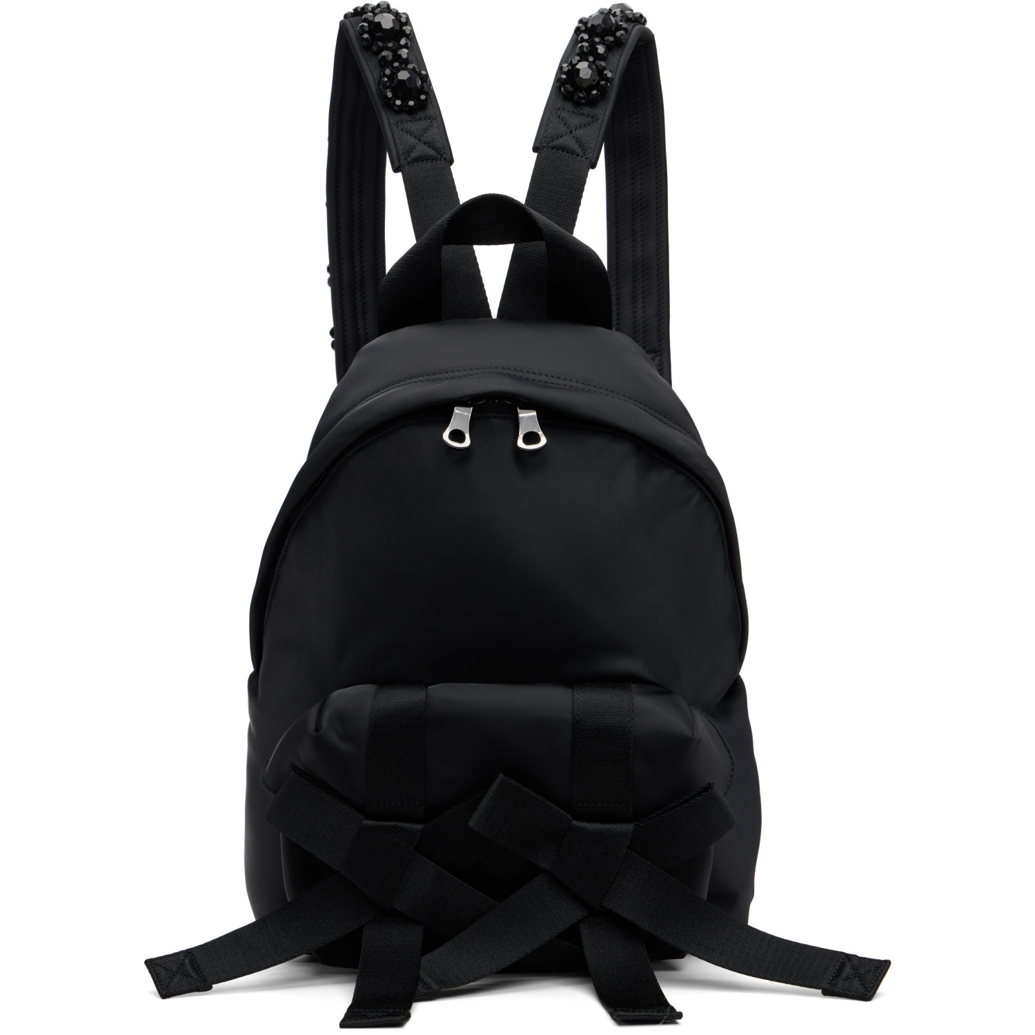 Simone Rocha Black Beaded Utility Bow Backpack