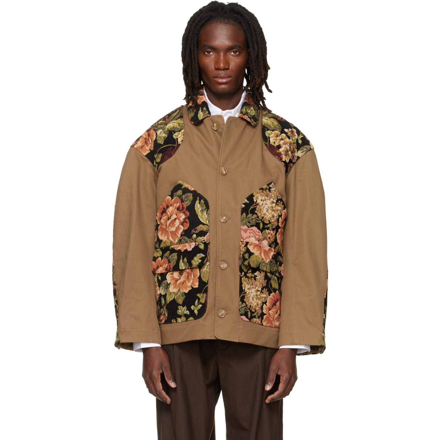 Simone Rocha Khaki Patchwork Workwear Field Jacket
