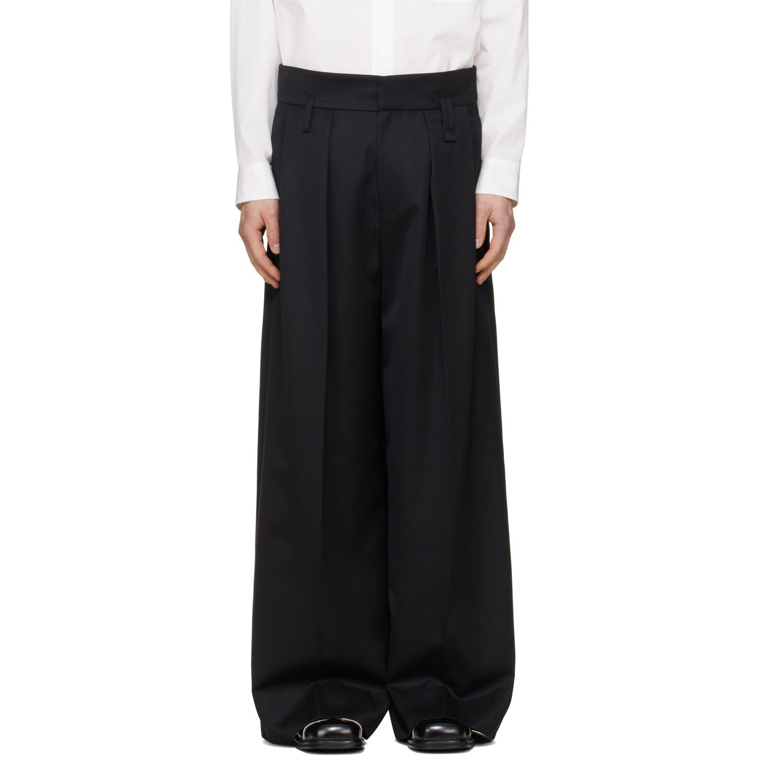 Simone Rocha Black Peeling Waist Wide Leg Trousers