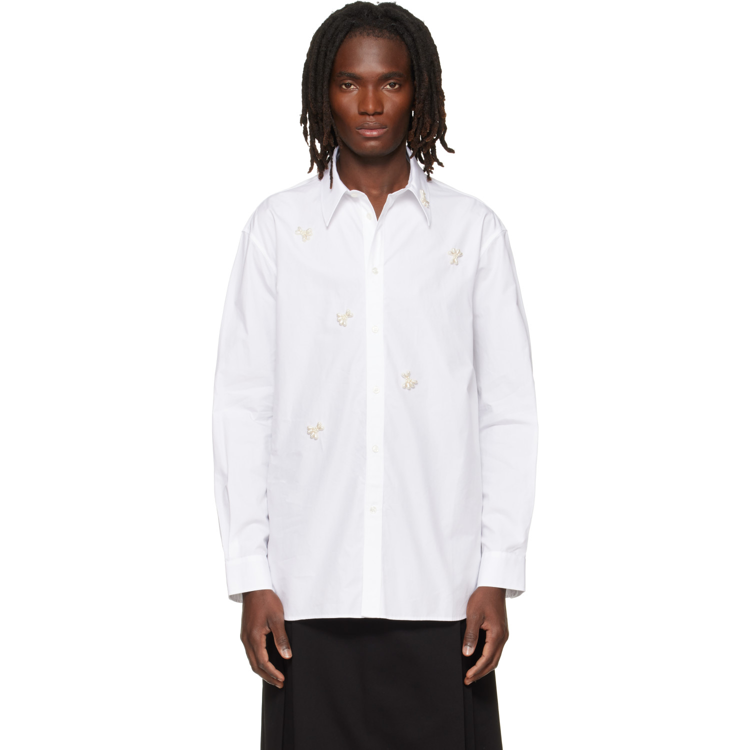 Simone Rocha White Turbo Beaded Easy Shirt