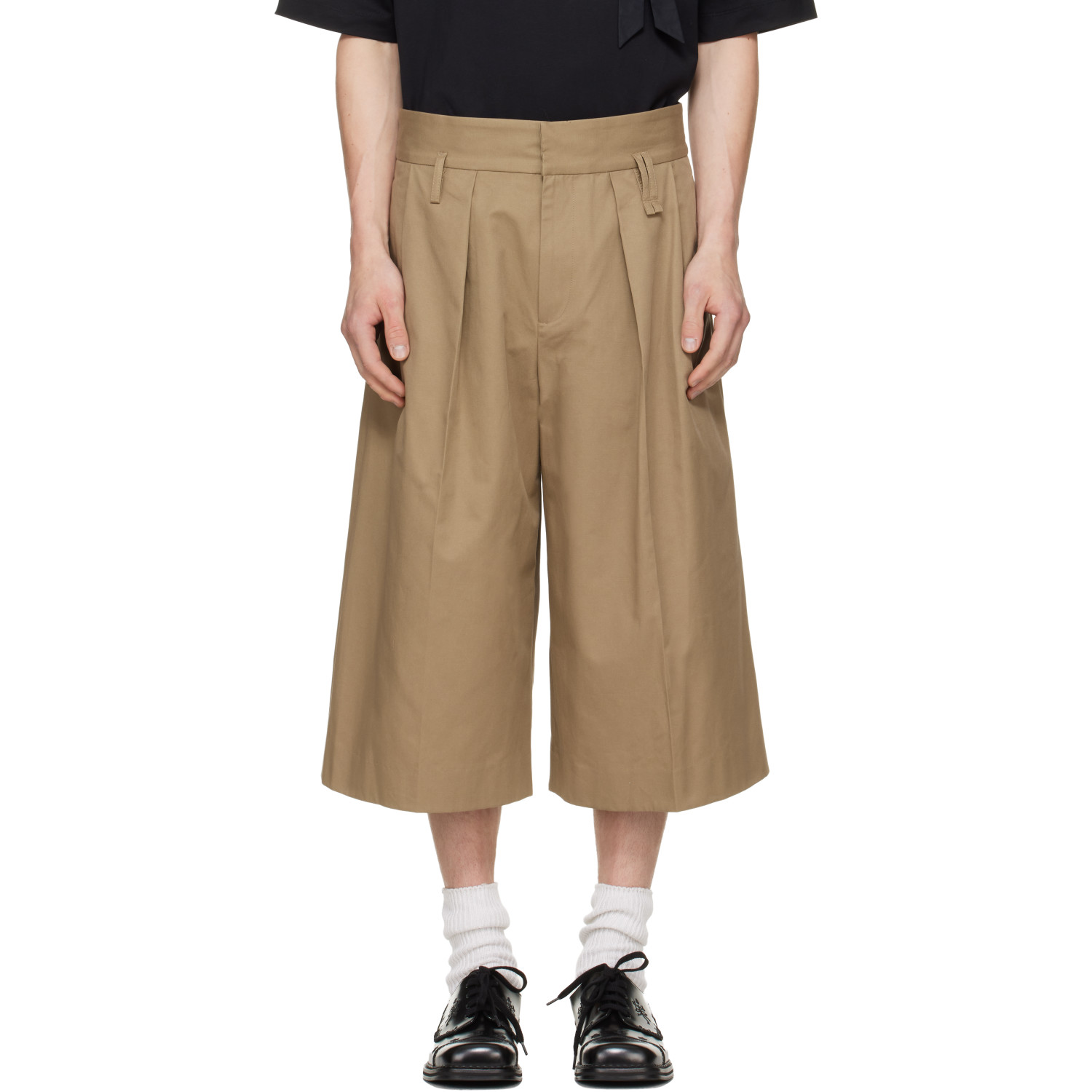 Simone Rocha Beige Peeling Waist Wide Leg Shorts