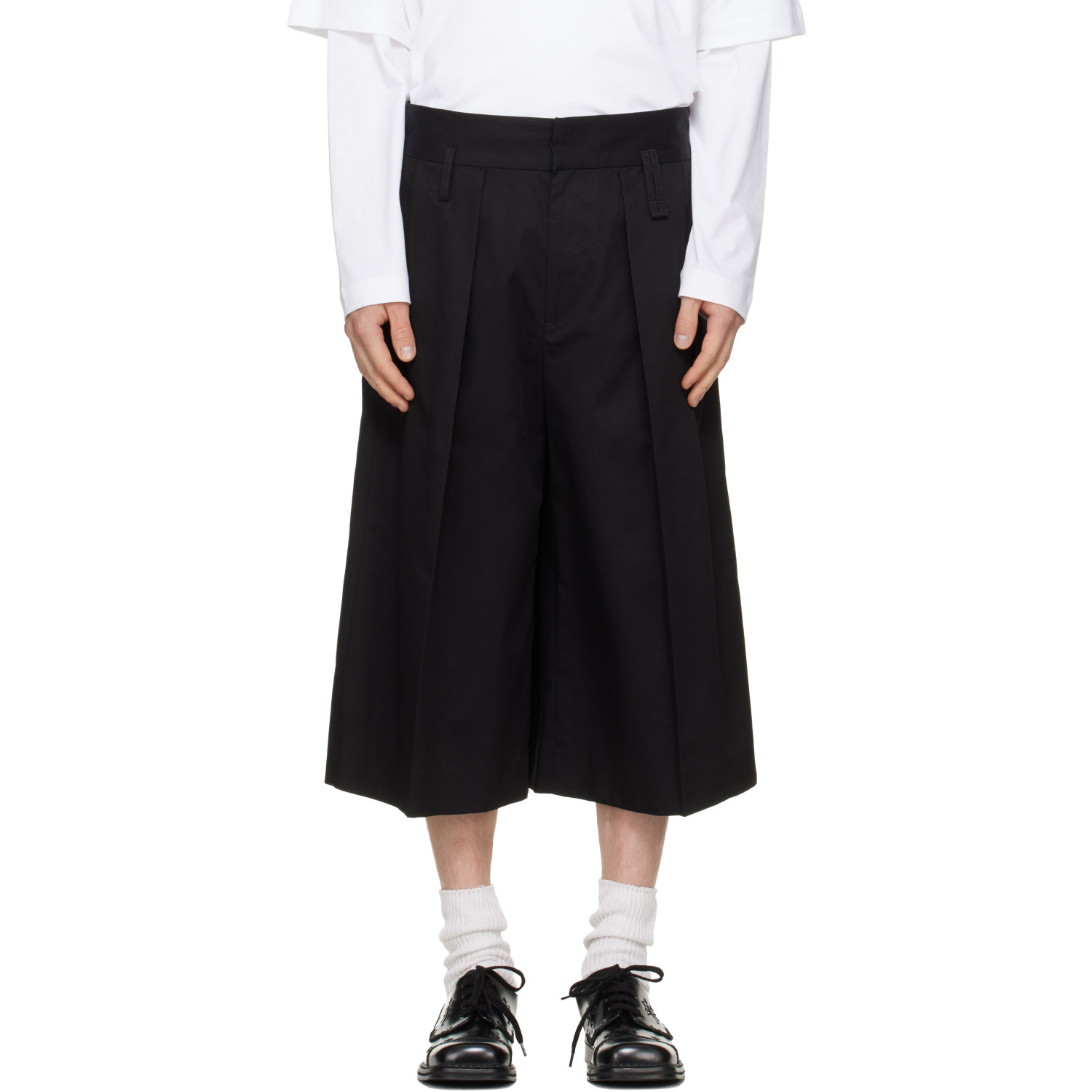 Simone Rocha Black Peeling Waist Wide Leg Shorts