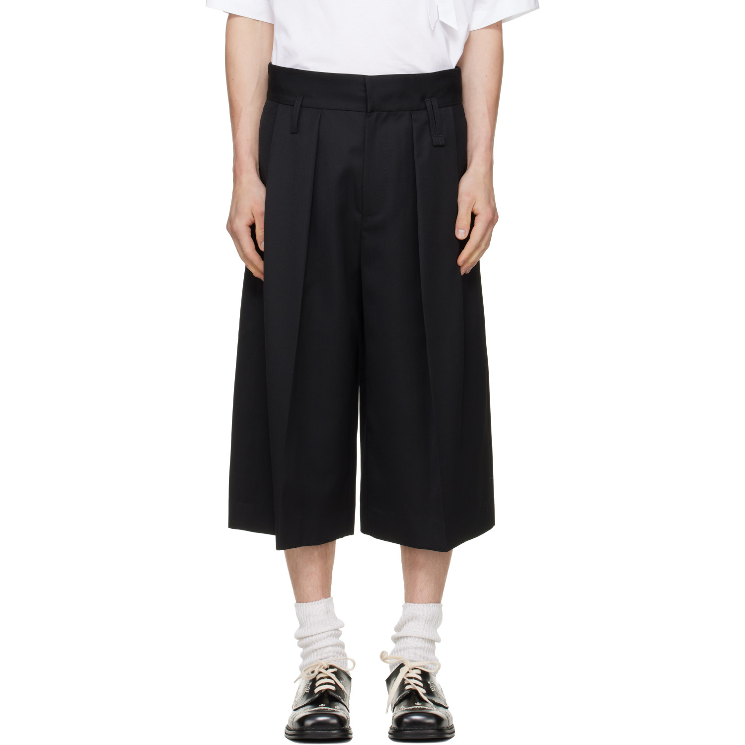Simone Rocha Black Peeling Waist Wide Leg Shorts
