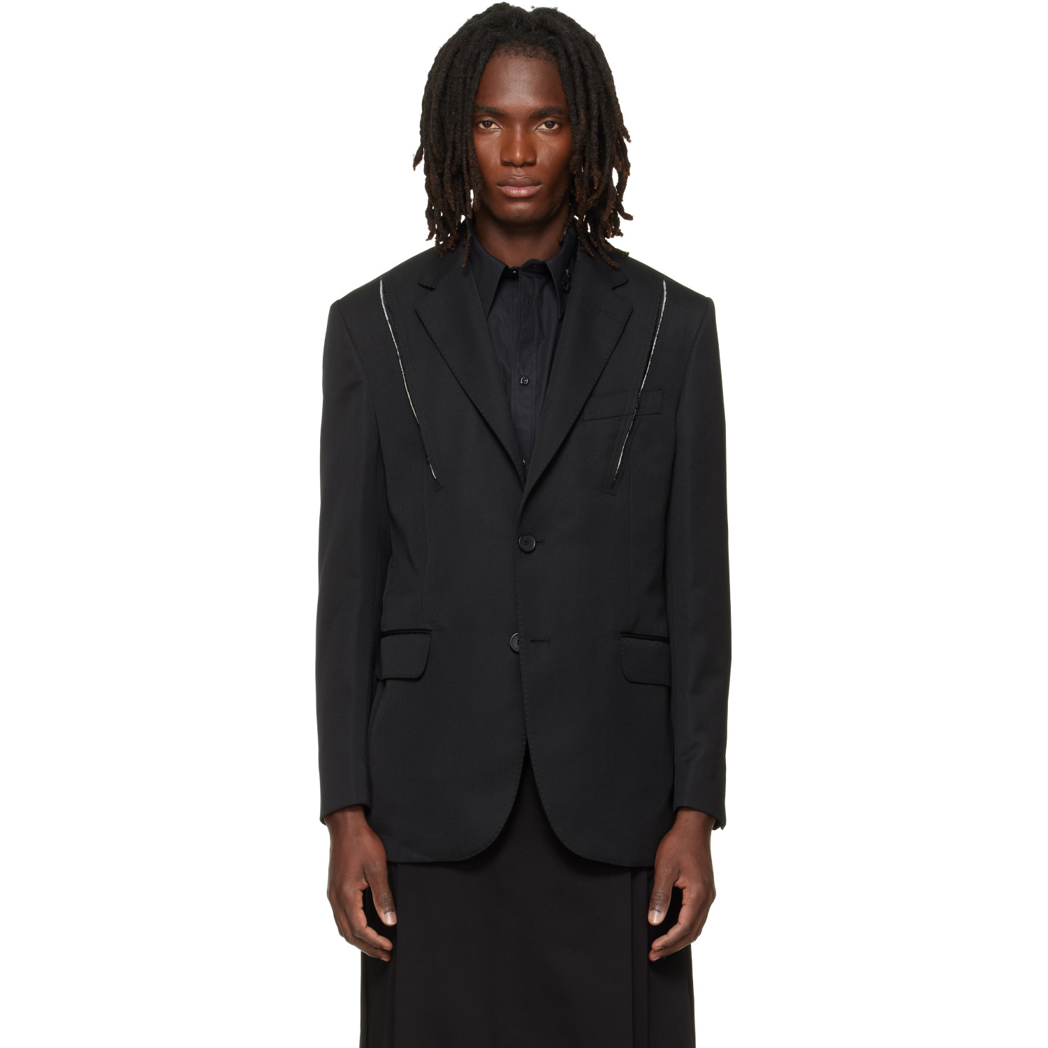 Simone Rocha Black Structured Slash Blazer