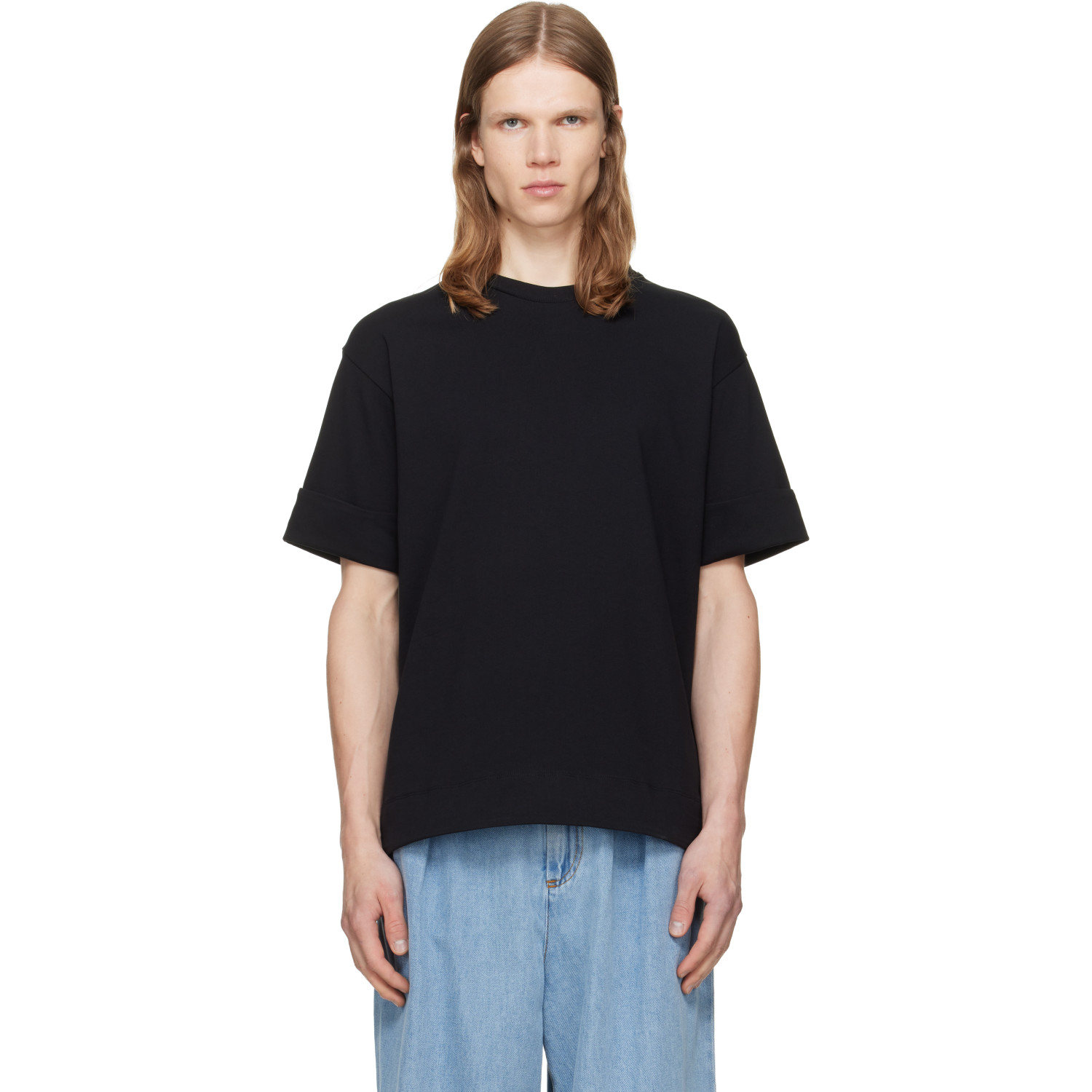 Simone Rocha Black Fitted Wire Turnup T-shirt