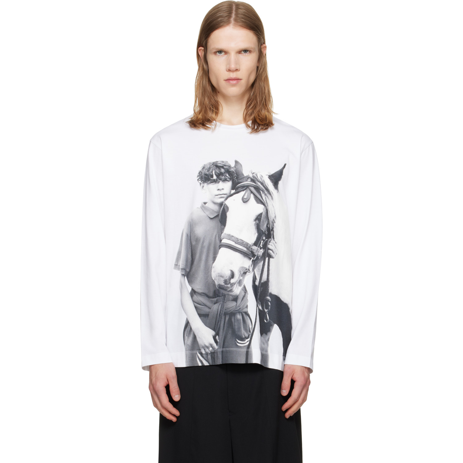 Simone Rocha White 'Pony Kid' Print Long Sleeve T-shirt