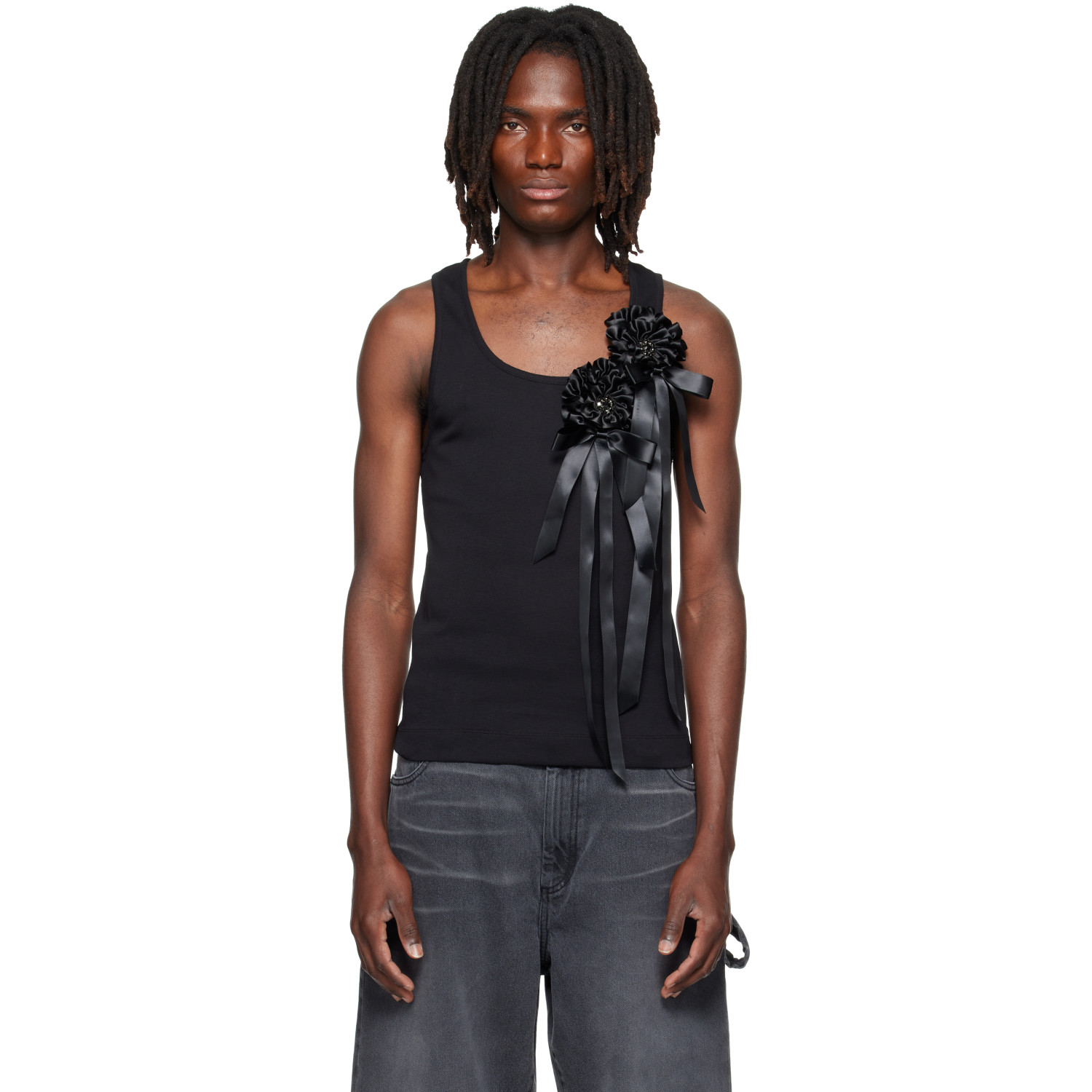 Simone Rocha Black Ribbon Rosette Boy Tank Top