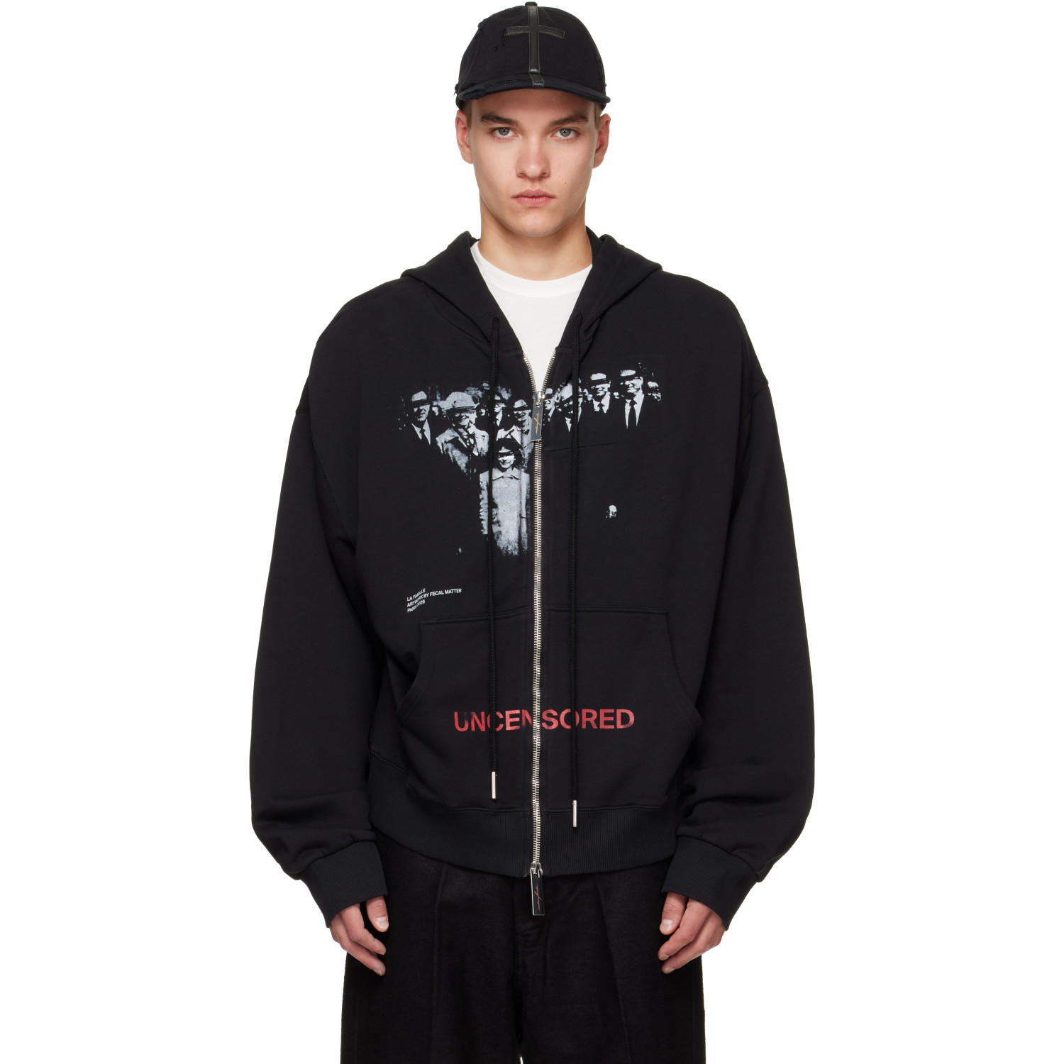MATIÈRES FÉCALES Black 'UNCENSORED' Family Knit Hoodie