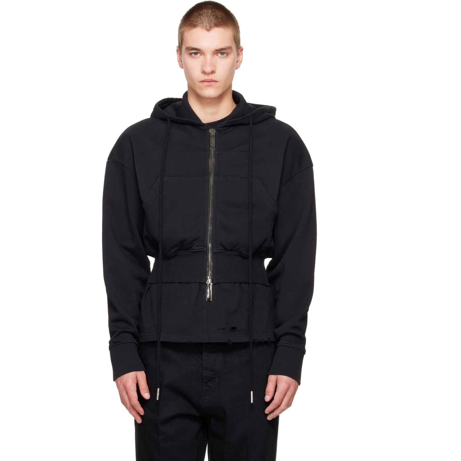 MATIÈRES FÉCALES Black Cropped Cult Hoodie