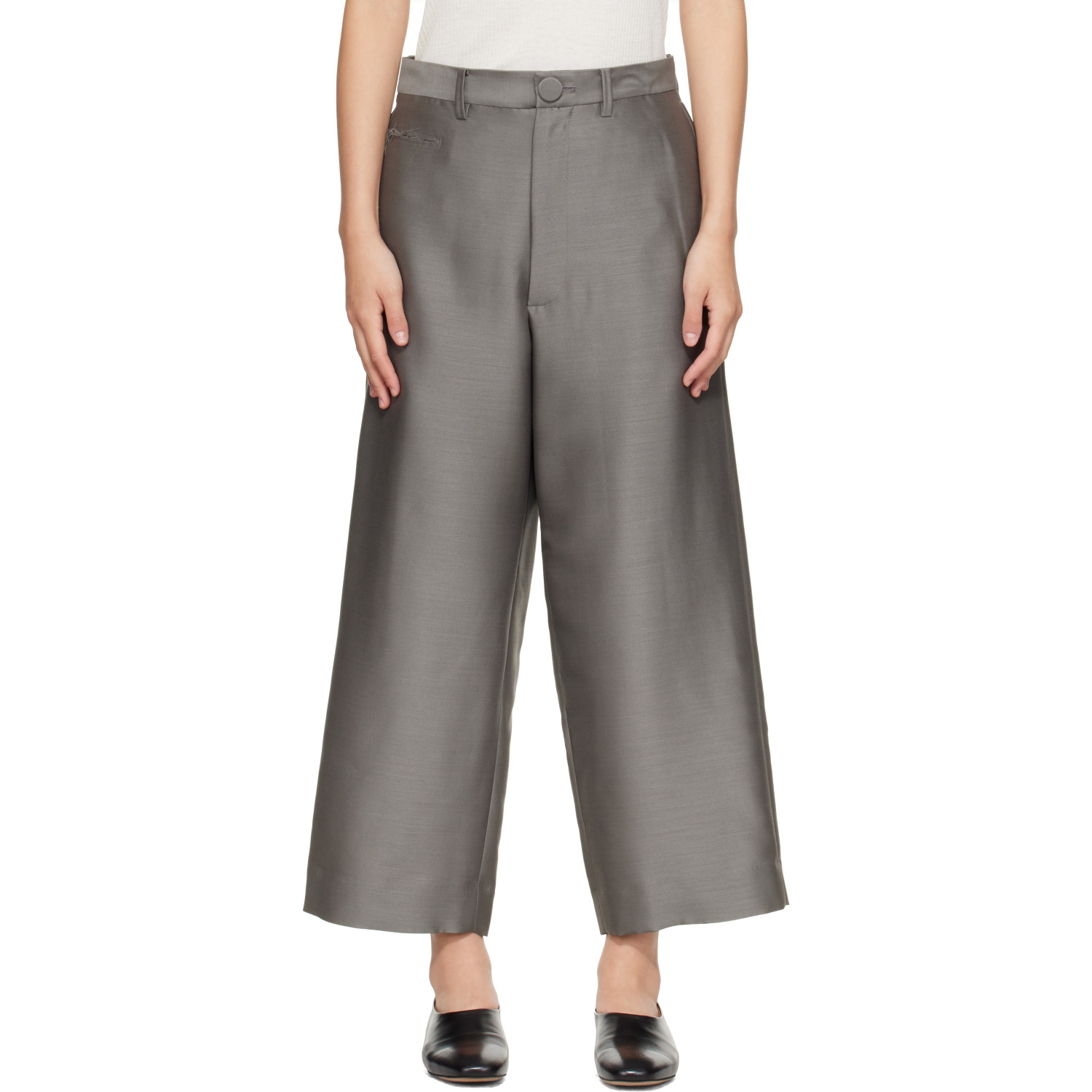 UNDERCOVER Gray Wool Silk Trousers
