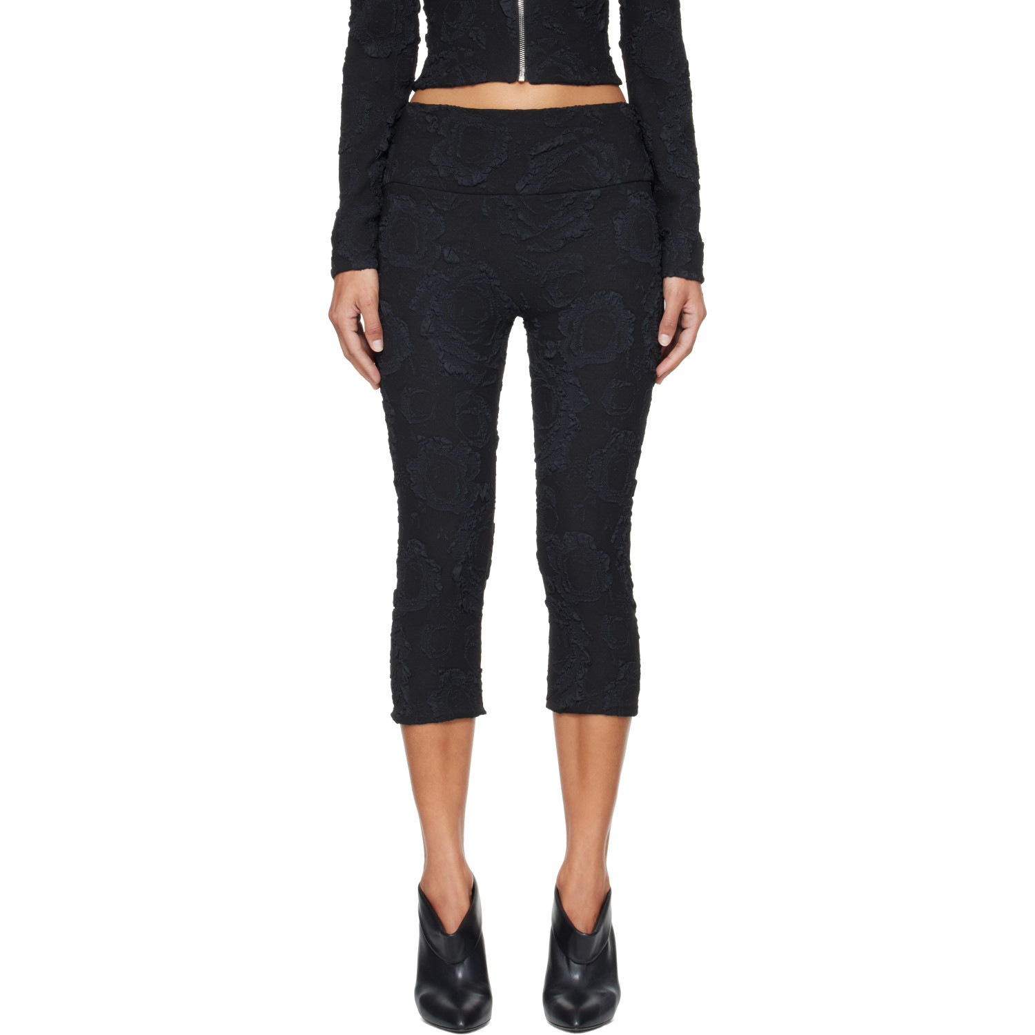 Petra Fagerstrom SSENSE Exclusive Black Floral Cropped Leggings