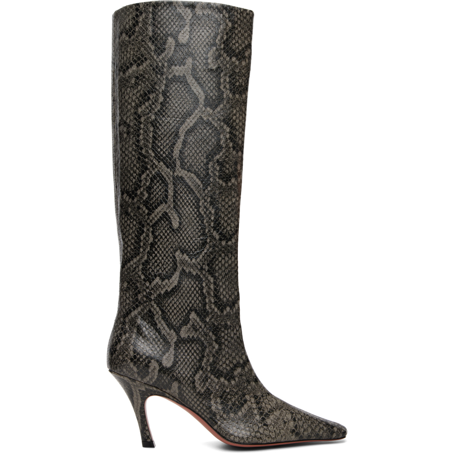 Amina Muaddi Gray Mona 80 Tall Boots