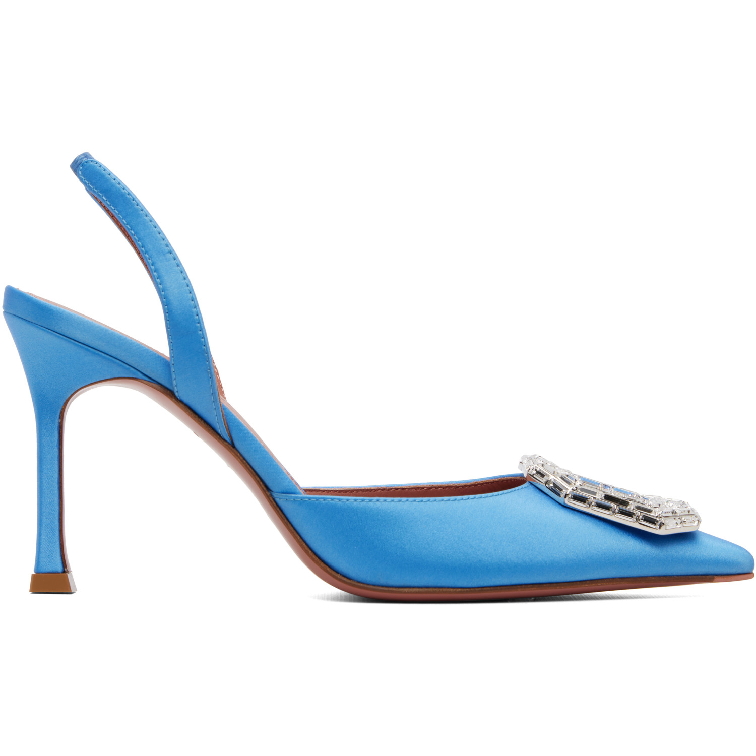 Amina Muaddi Blue Camelia Sling 90 Heels