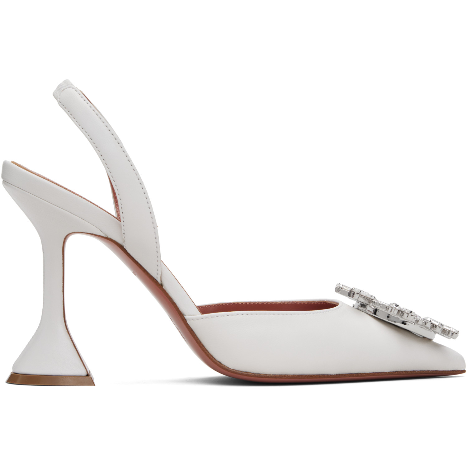 Amina Muaddi White Begum Sling 95 Heels