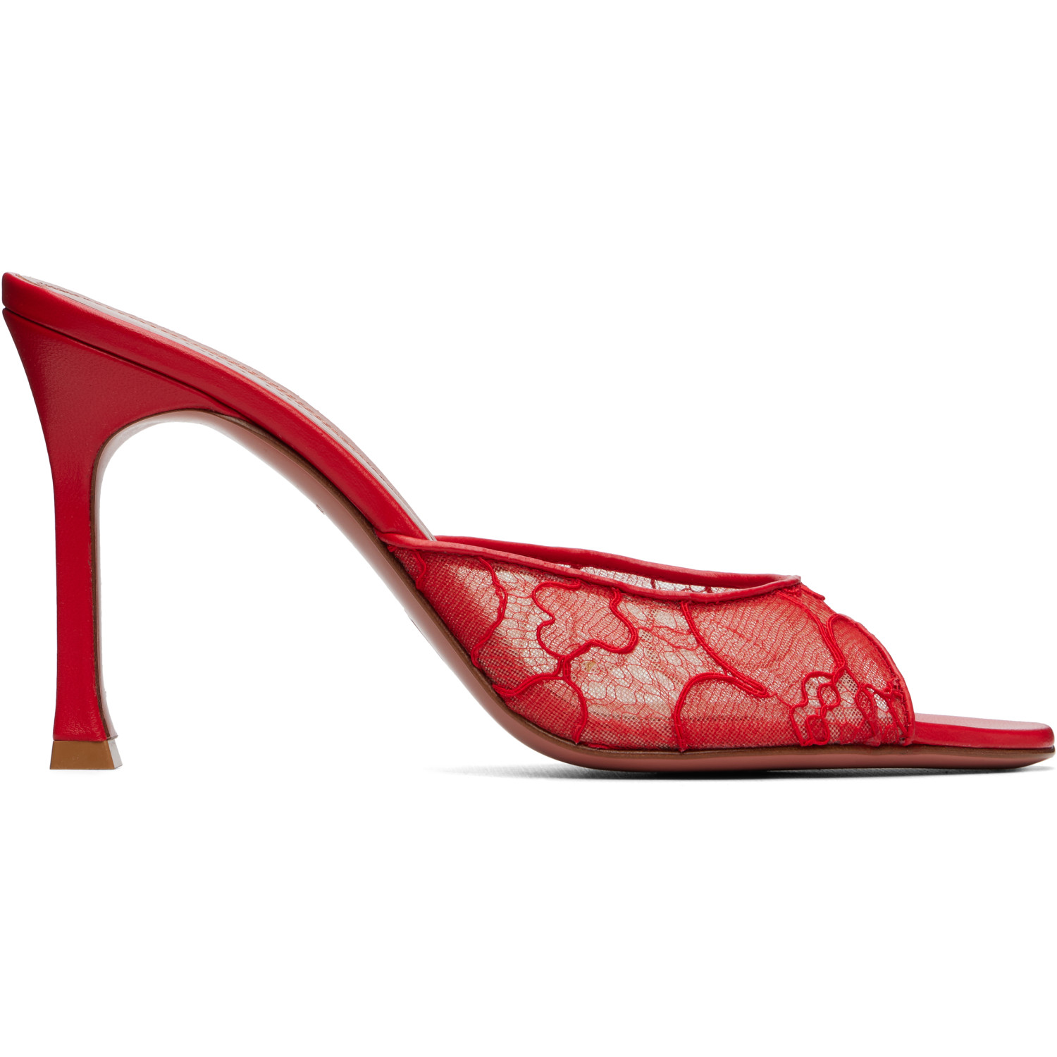 Amina Muaddi Red Alexa Lace 95 Heeled Sandals