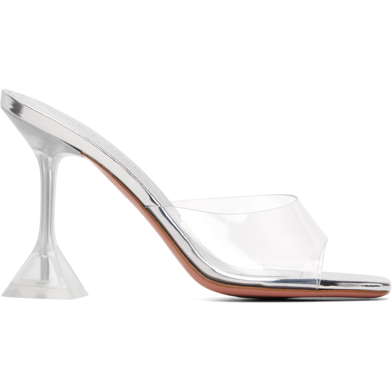 Amina Muaddi Silver Lupita Glass Slipper 95 Heeled Sandals