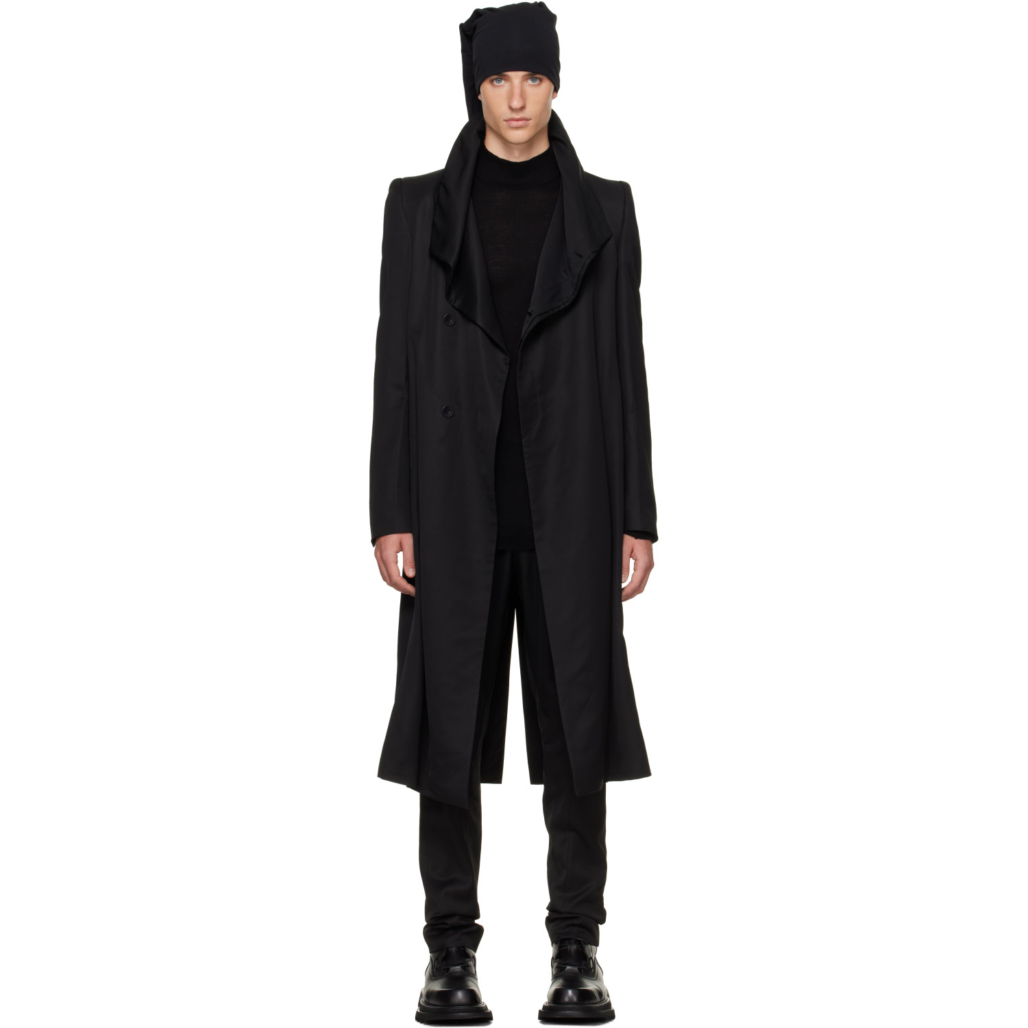 Julius Black Covered Neck Coat