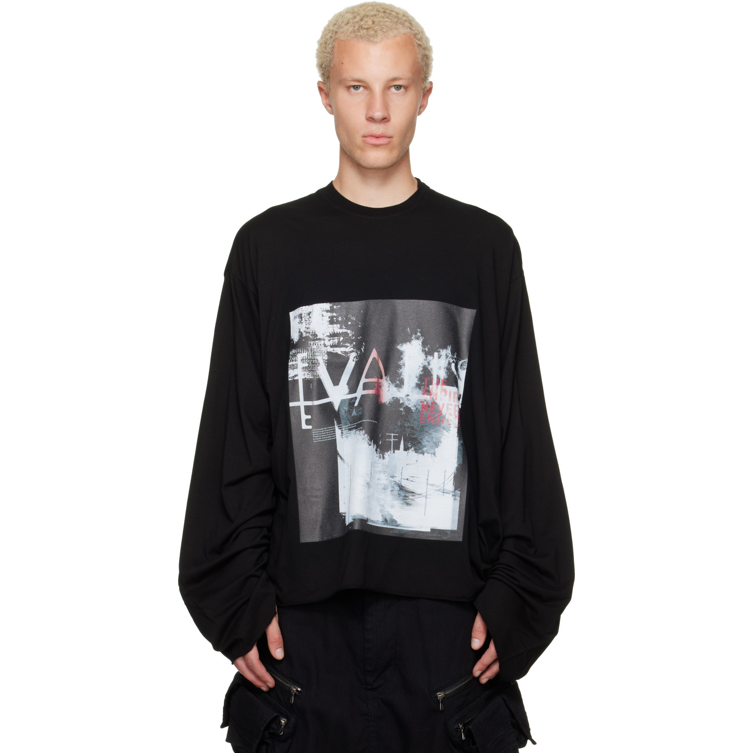 Julius: Julius Black 'Valis' Long Sleeve Over T-shirt